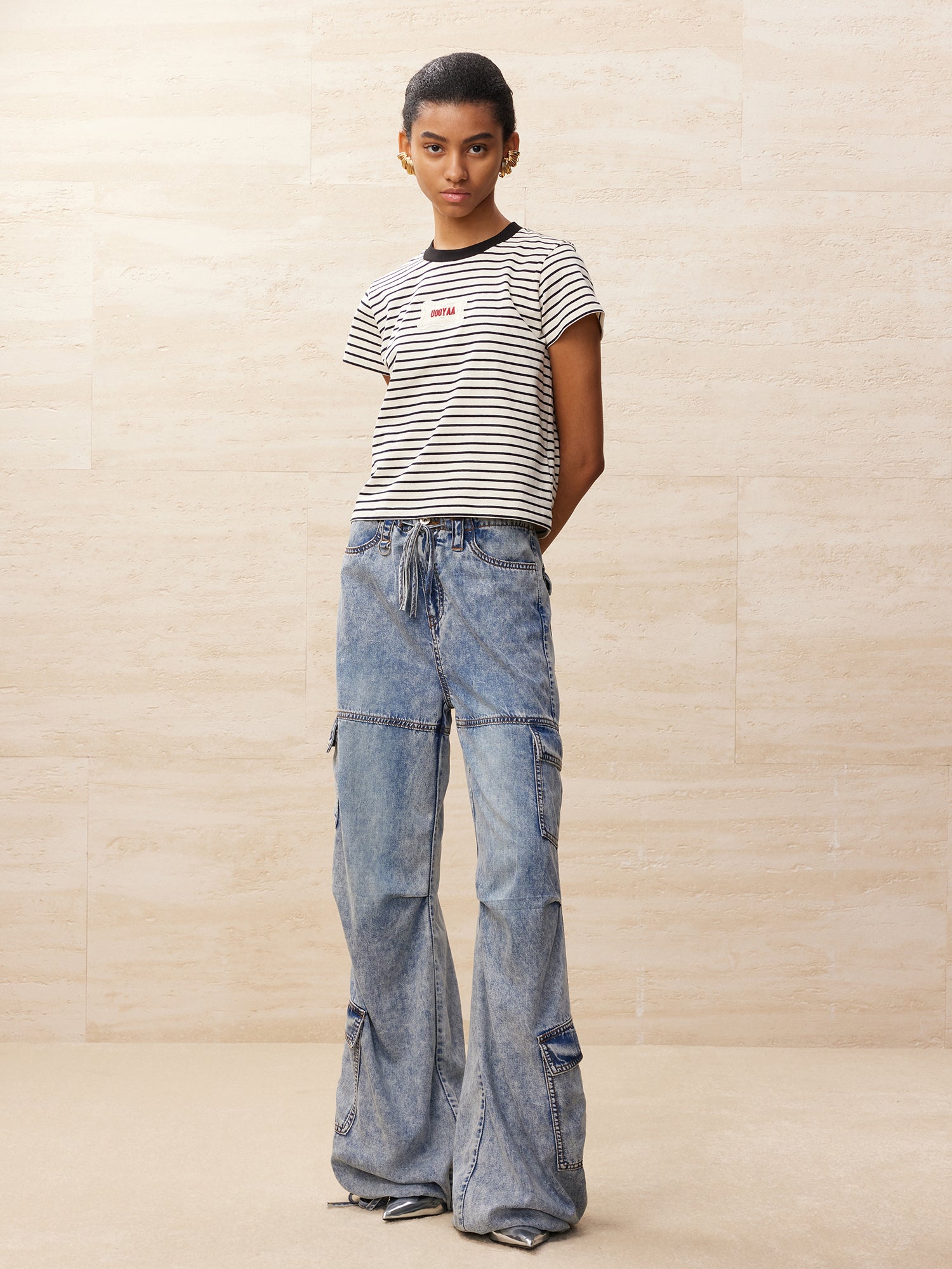 Washed cargo jogger jeans