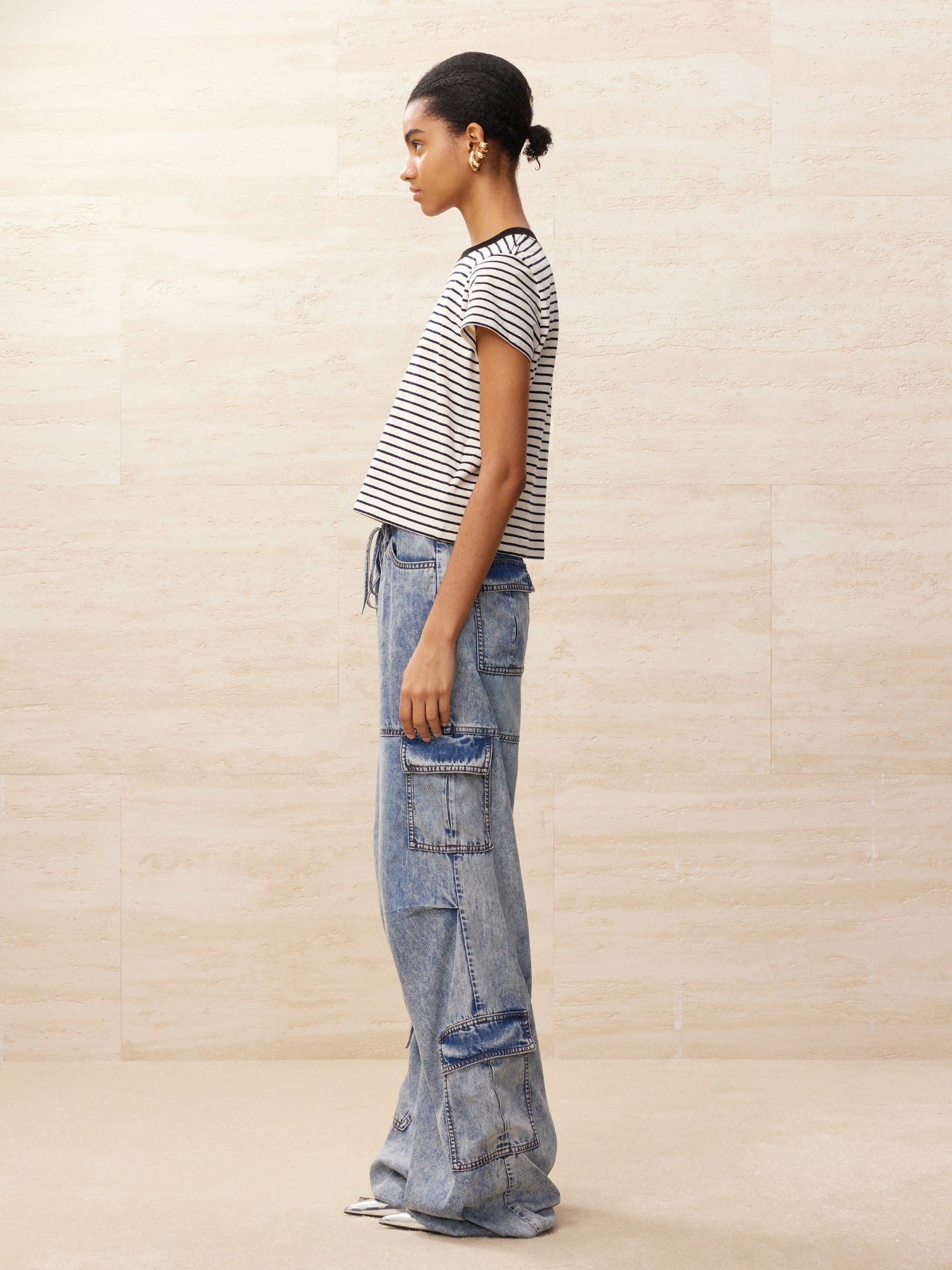 Washed cargo jogger jeans