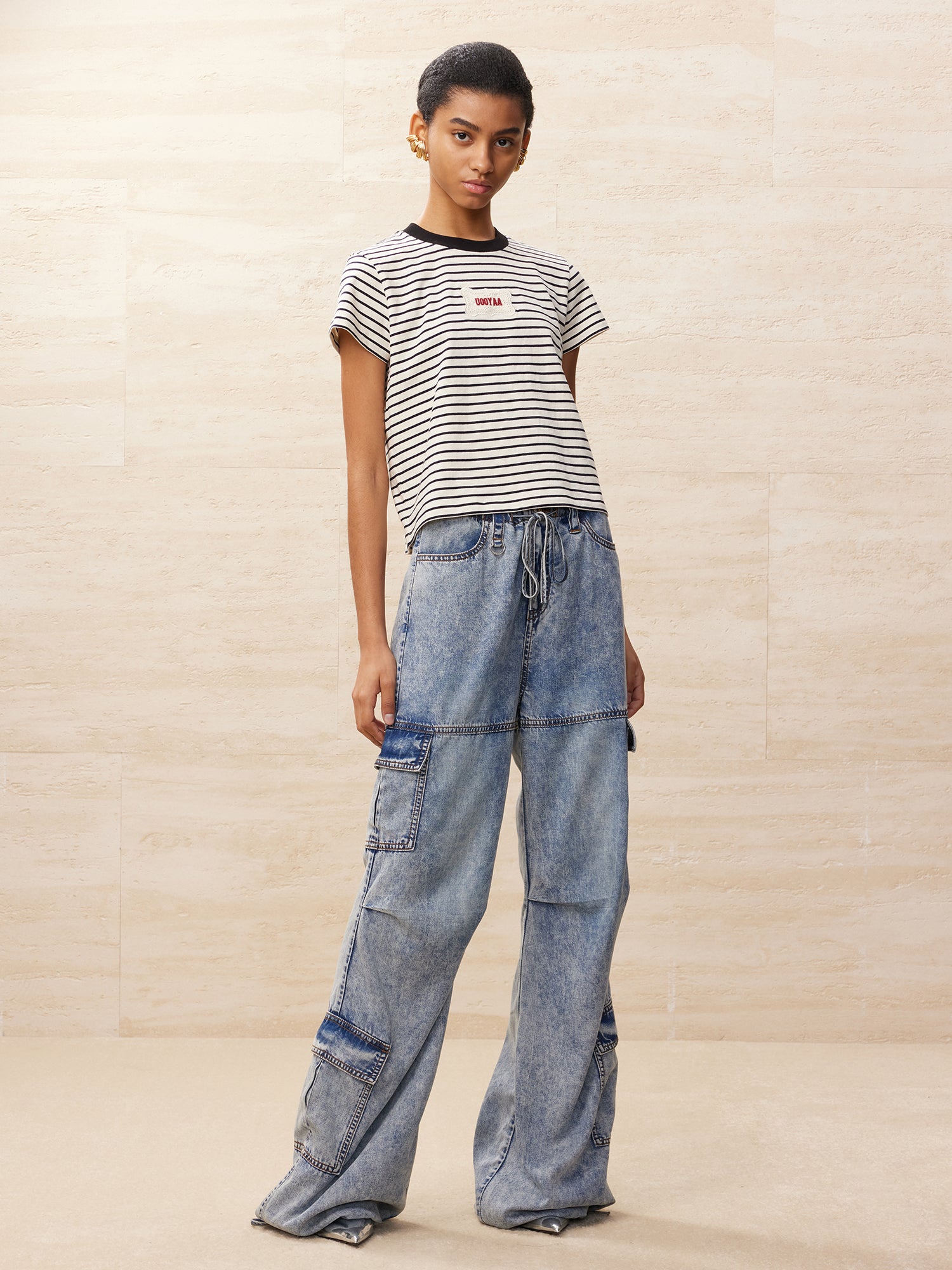 Washed cargo jogger jeans