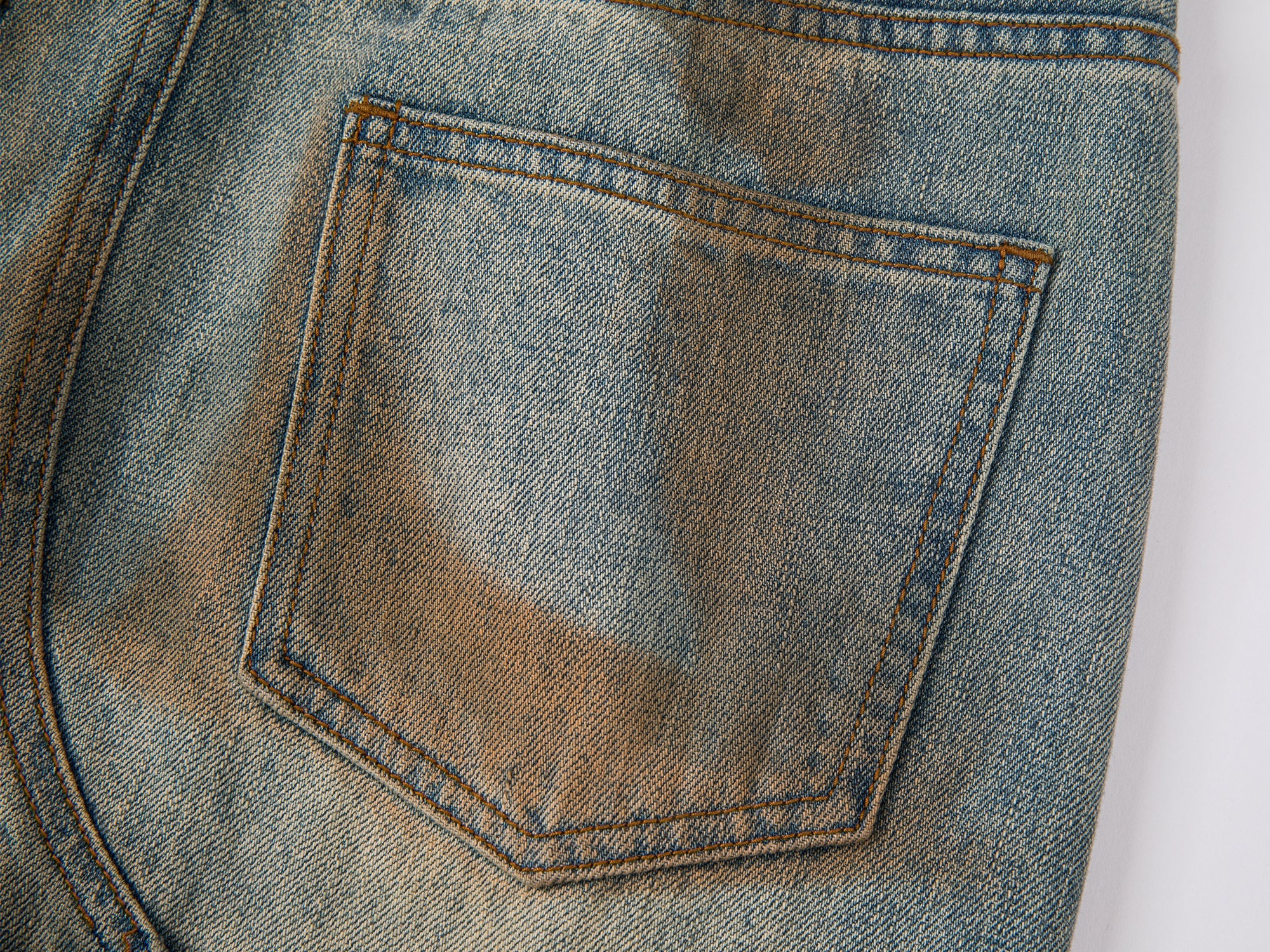 Deconstructed dirty washed denim long skirt