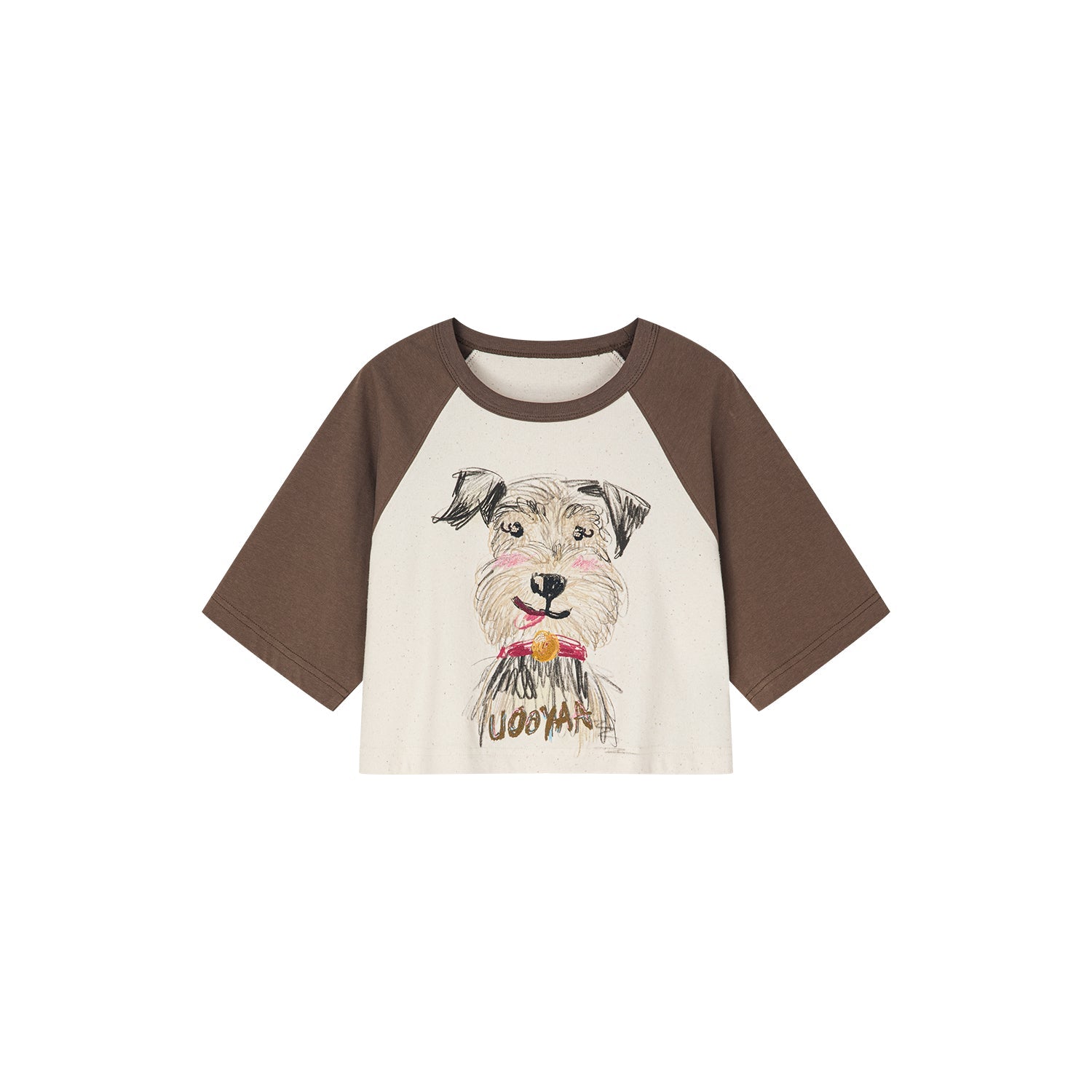 Printed puppy painting cropped t-shirt