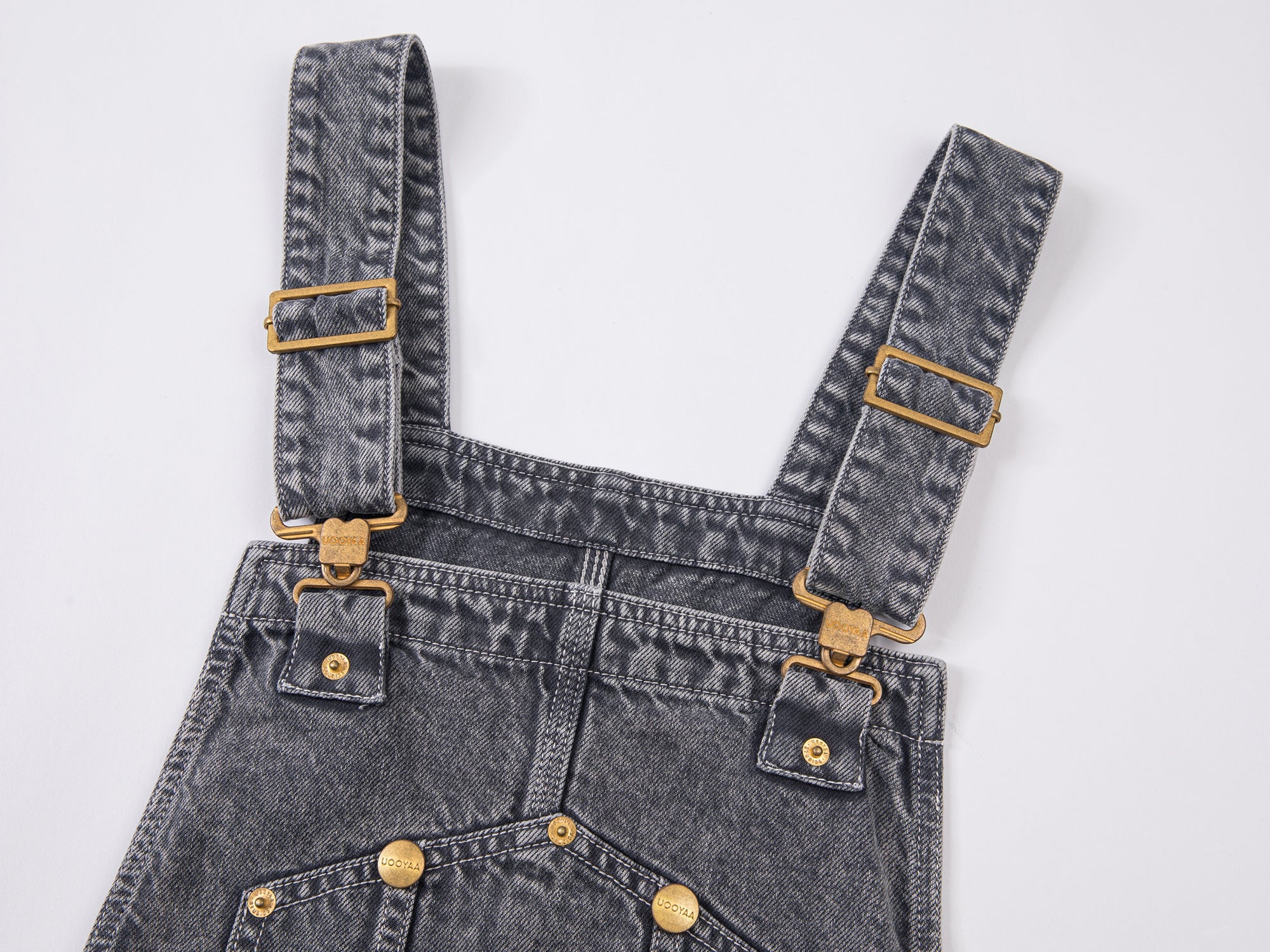 Washed denim overall short dress