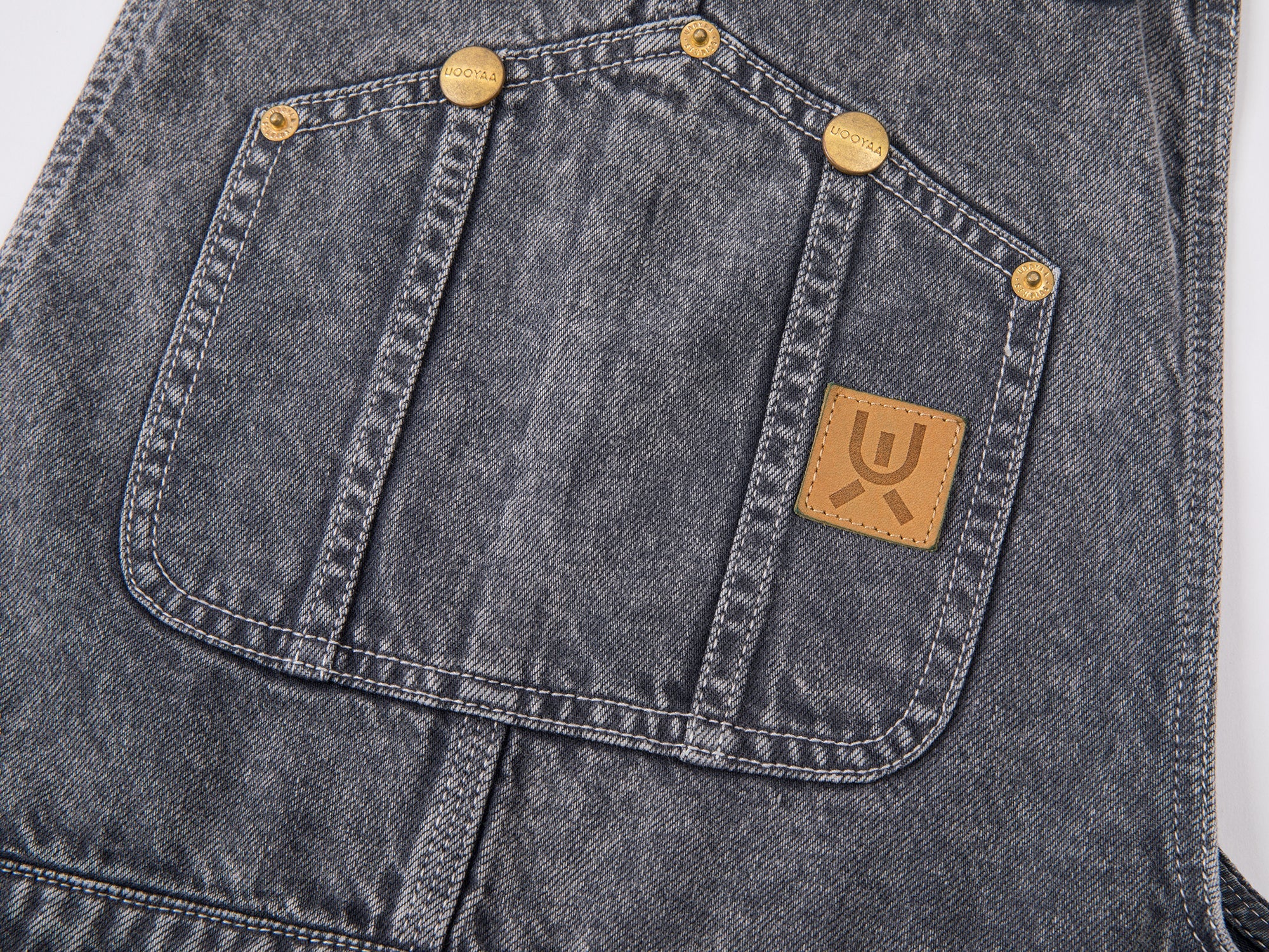 Washed denim overall short dress