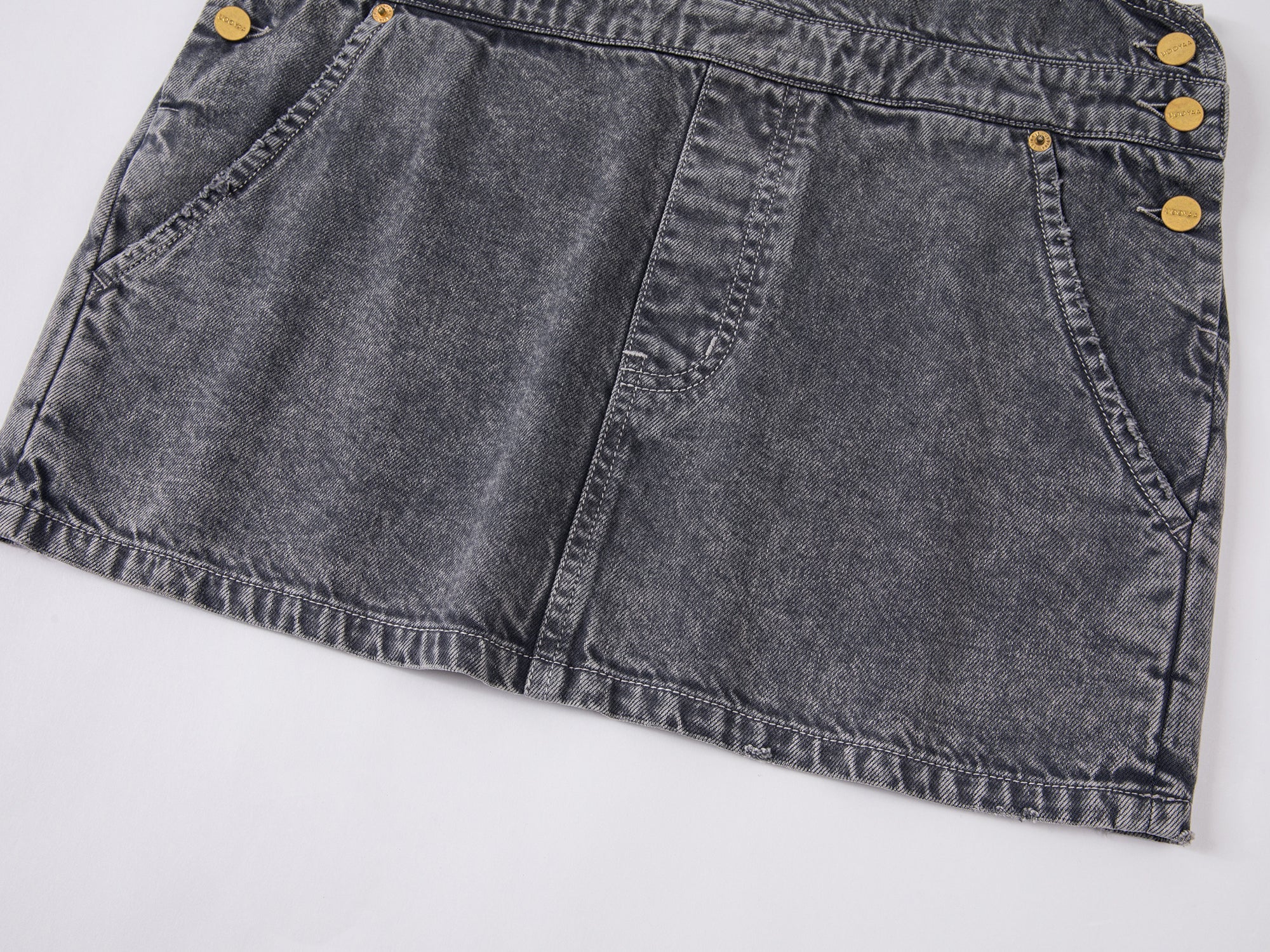 Washed denim overall short dress