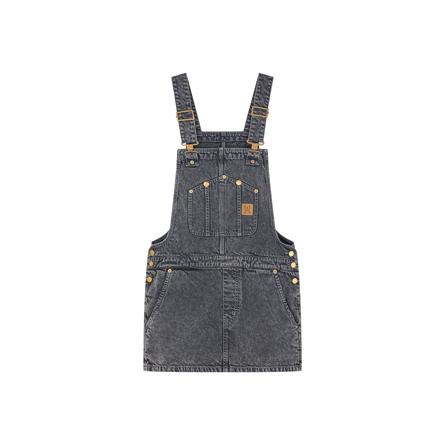 Washed denim overall short dress