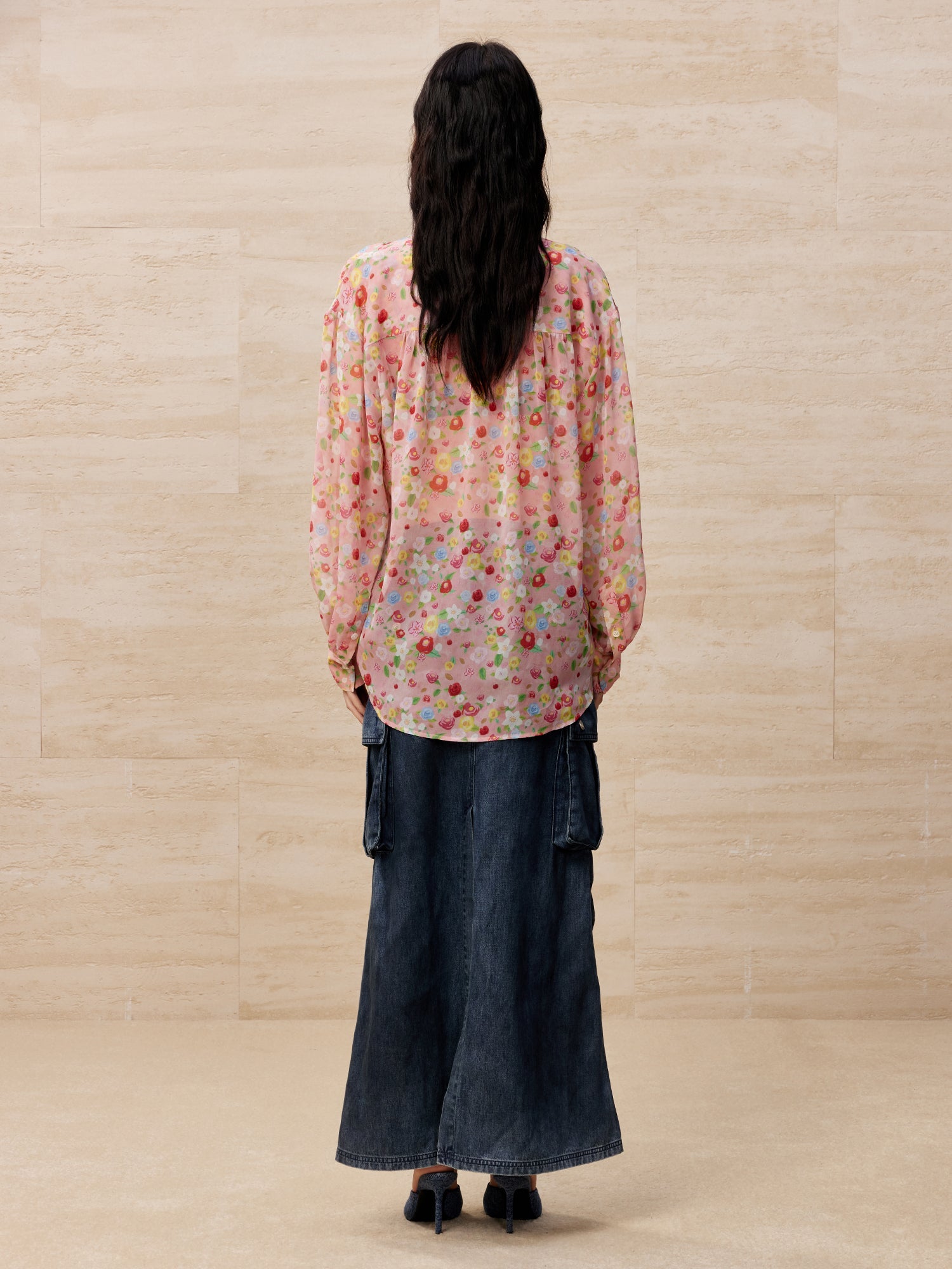 Cargo denim maxi skirt