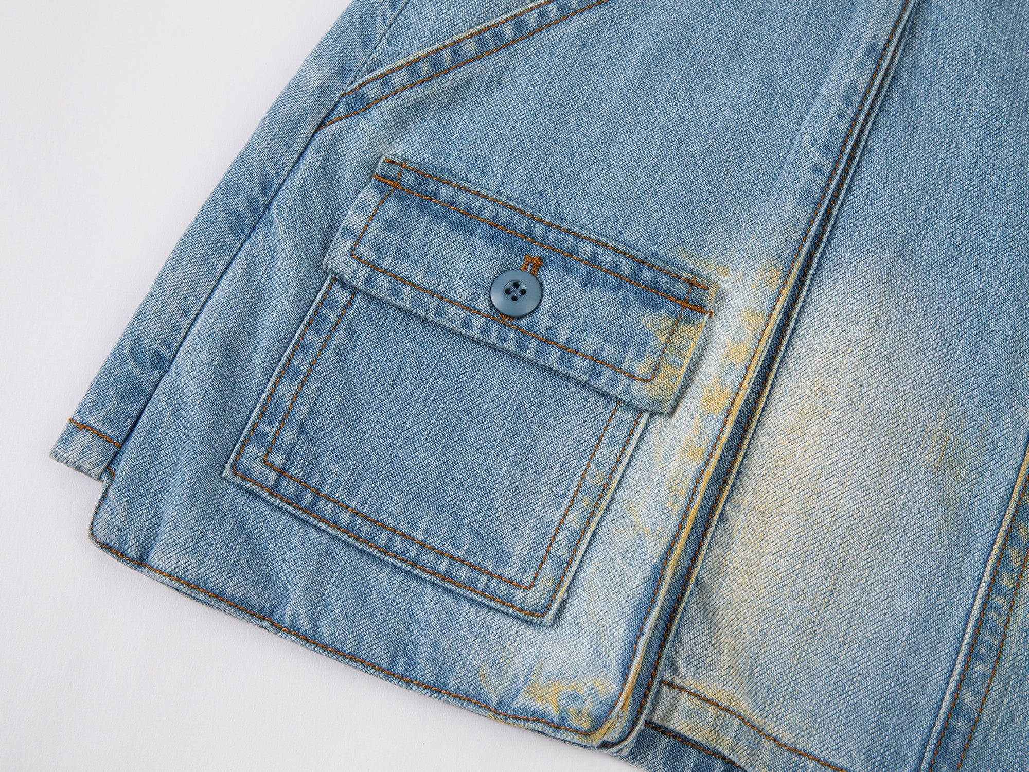 Washed denim A-line short skirt