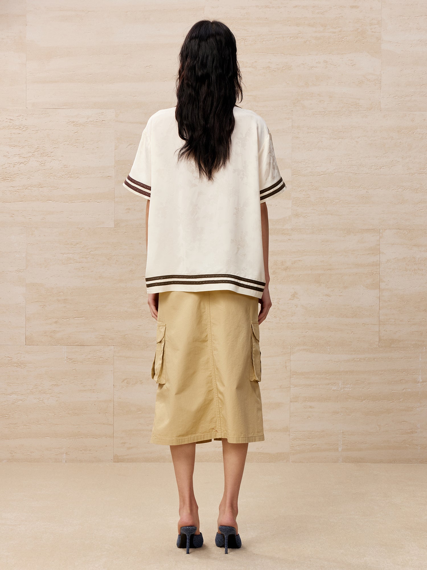 Khaki cargo midi skirt with doll accessory