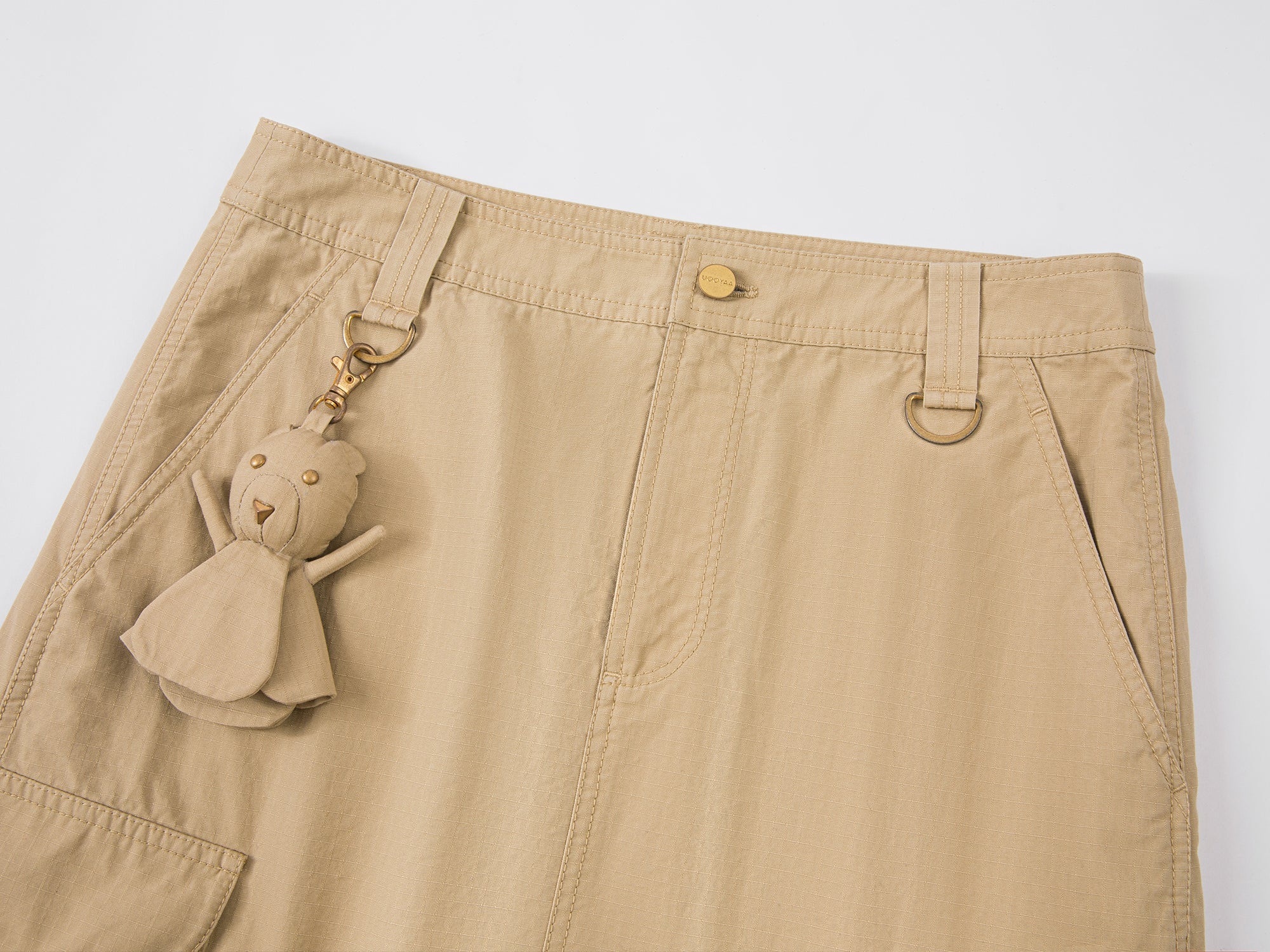 Khaki cargo midi skirt with doll accessory