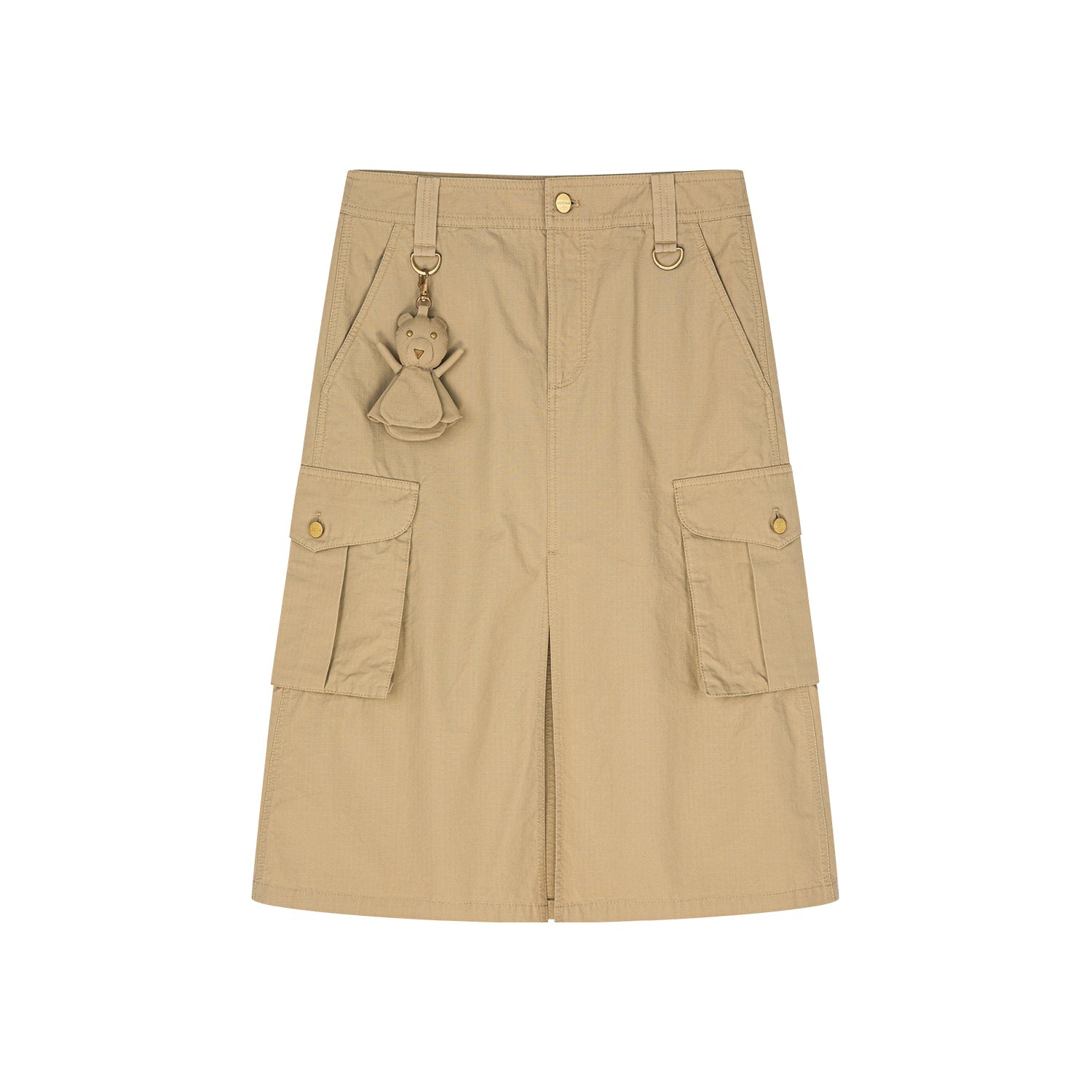 Khaki cargo midi skirt with doll accessory