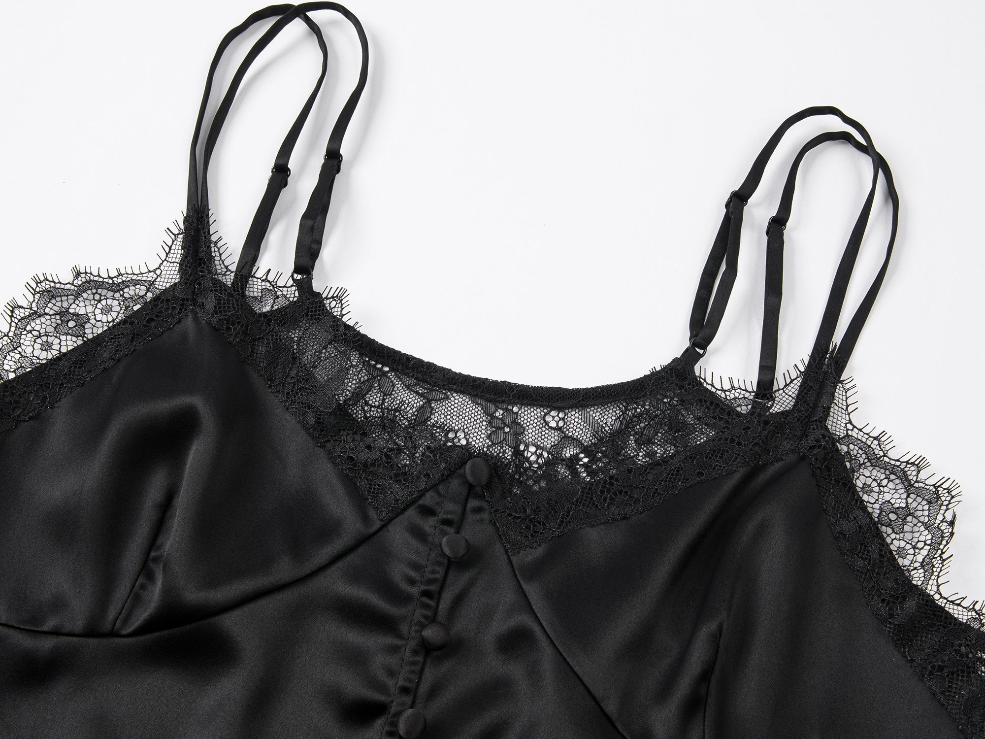 Lace-trimmed cami top in black