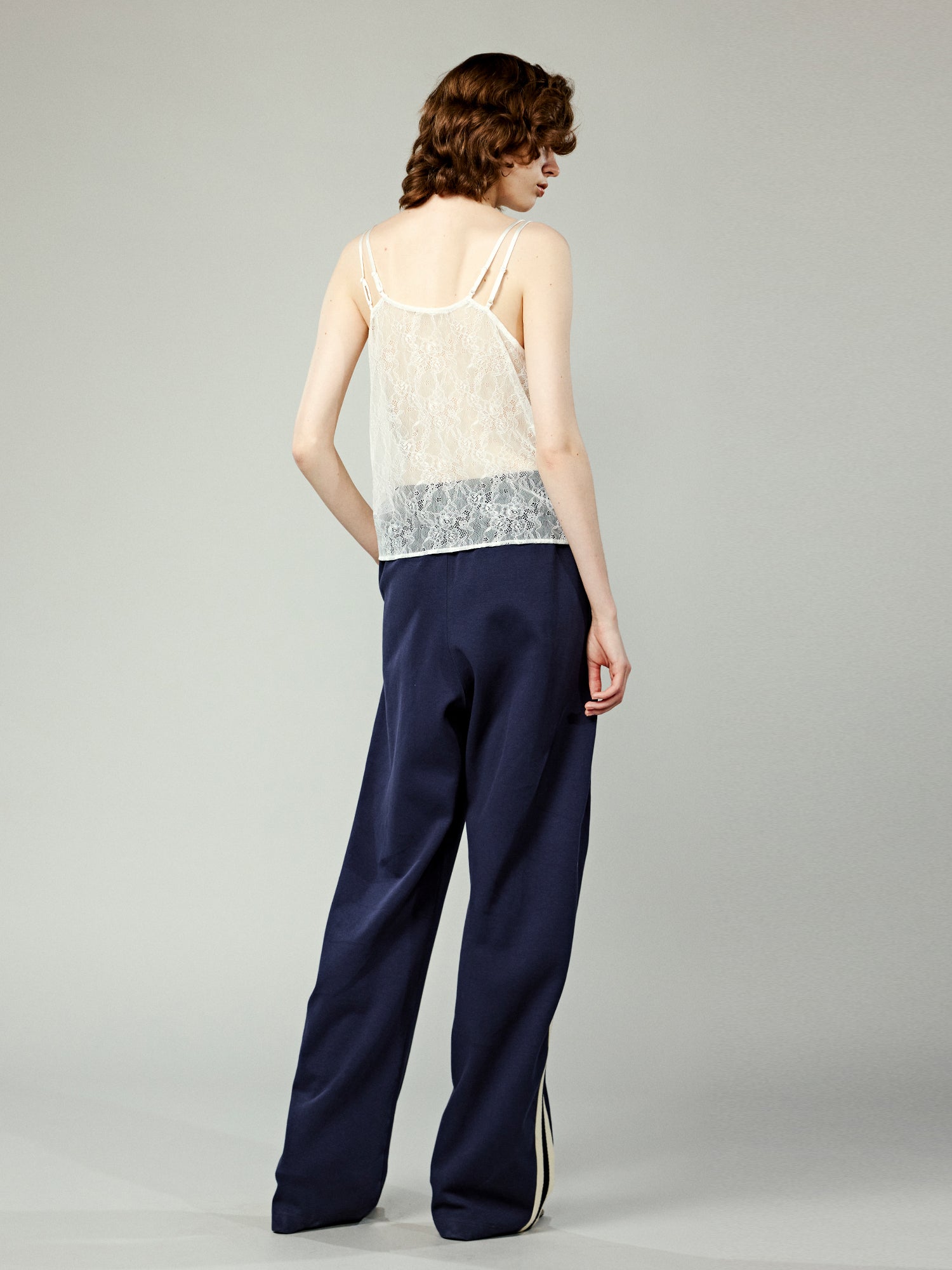 Lace-trimmed cami top in white