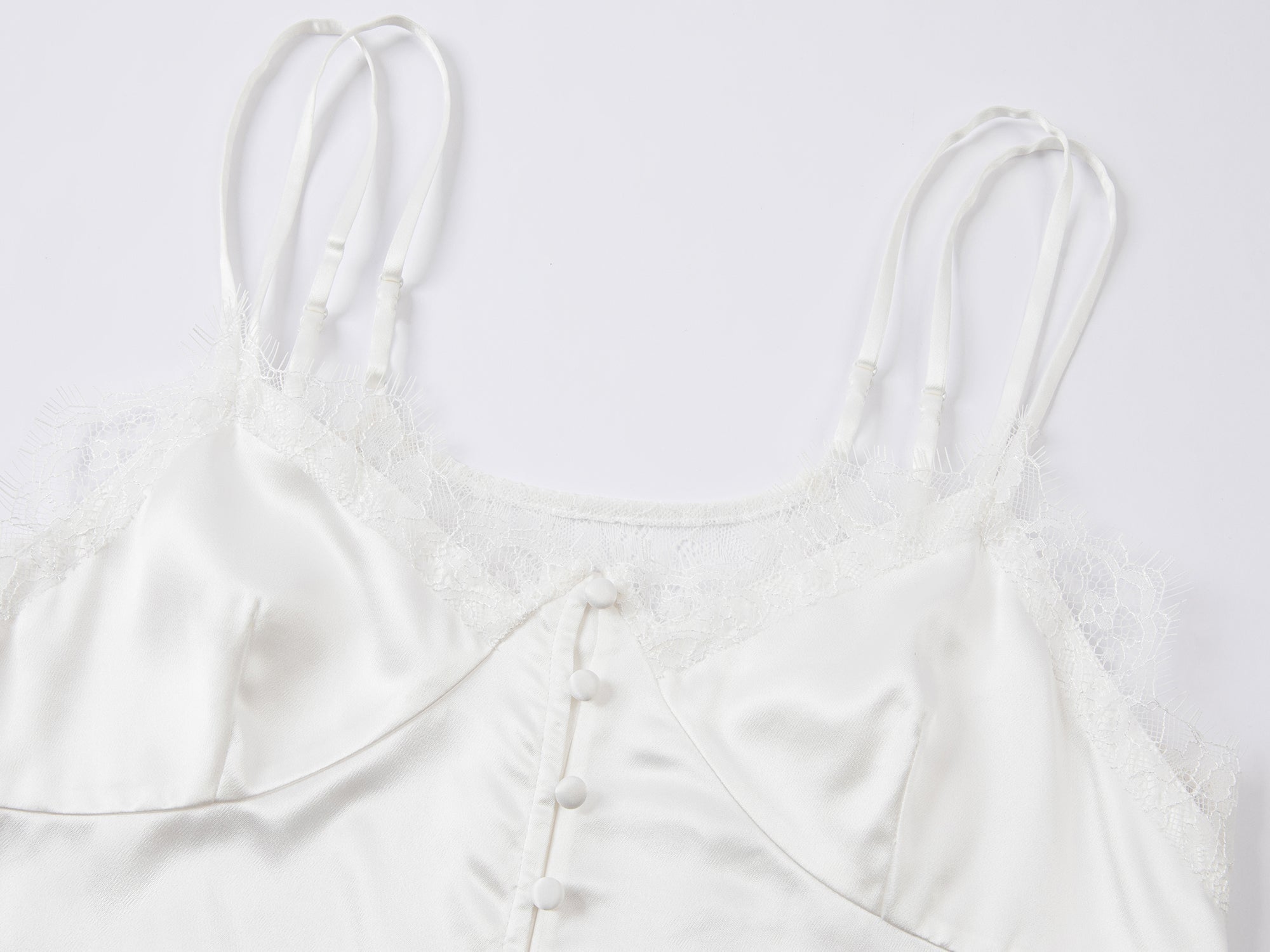 Lace-trimmed cami top in white