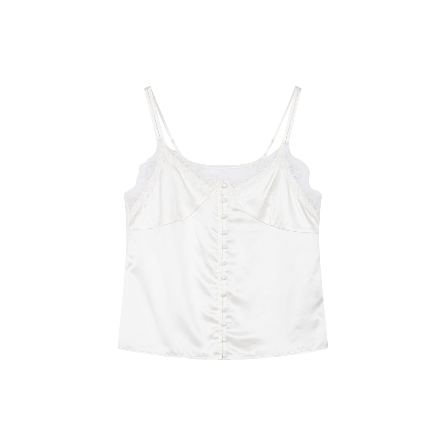 Lace-trimmed cami top in white