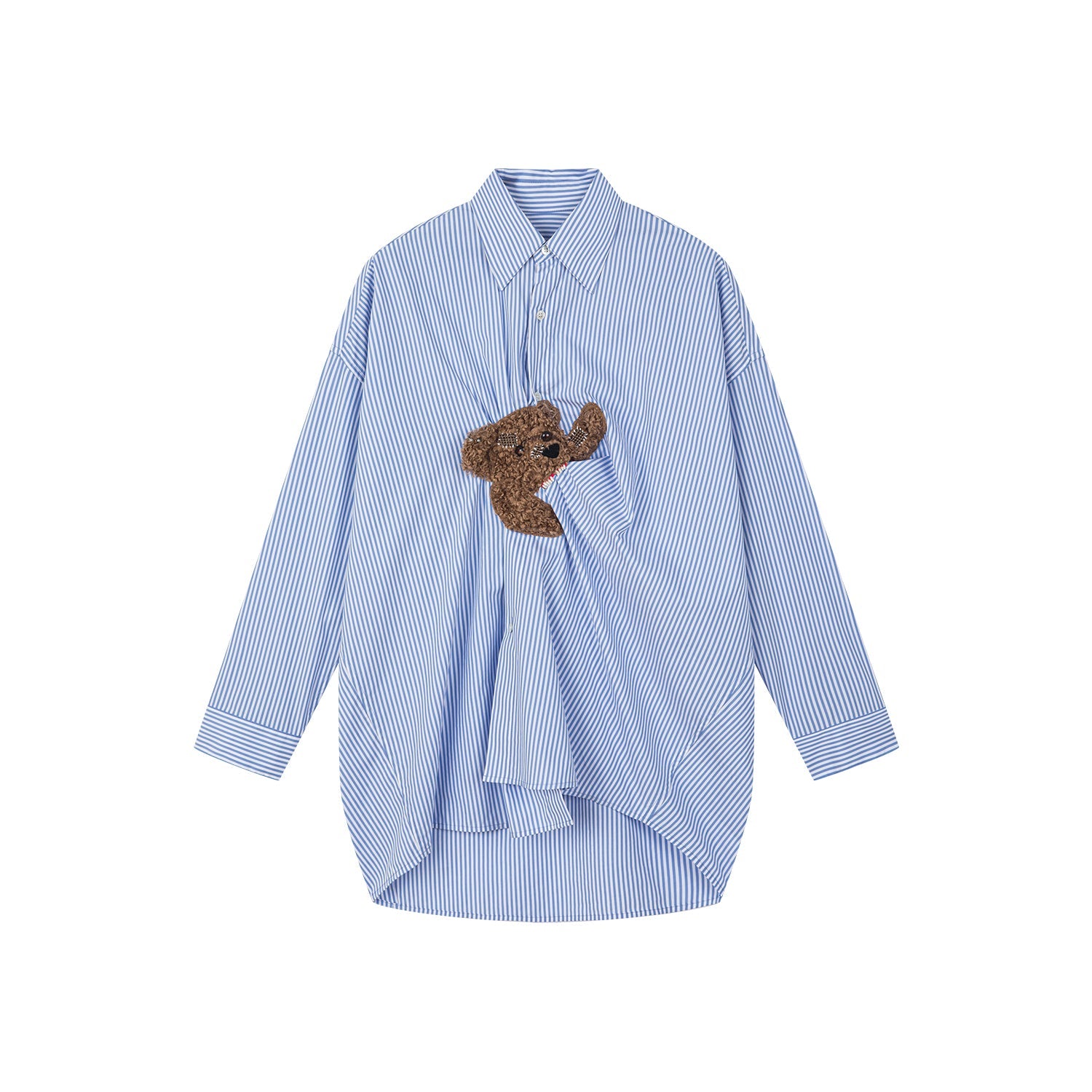 Playful teddy bear pinstriped shirt