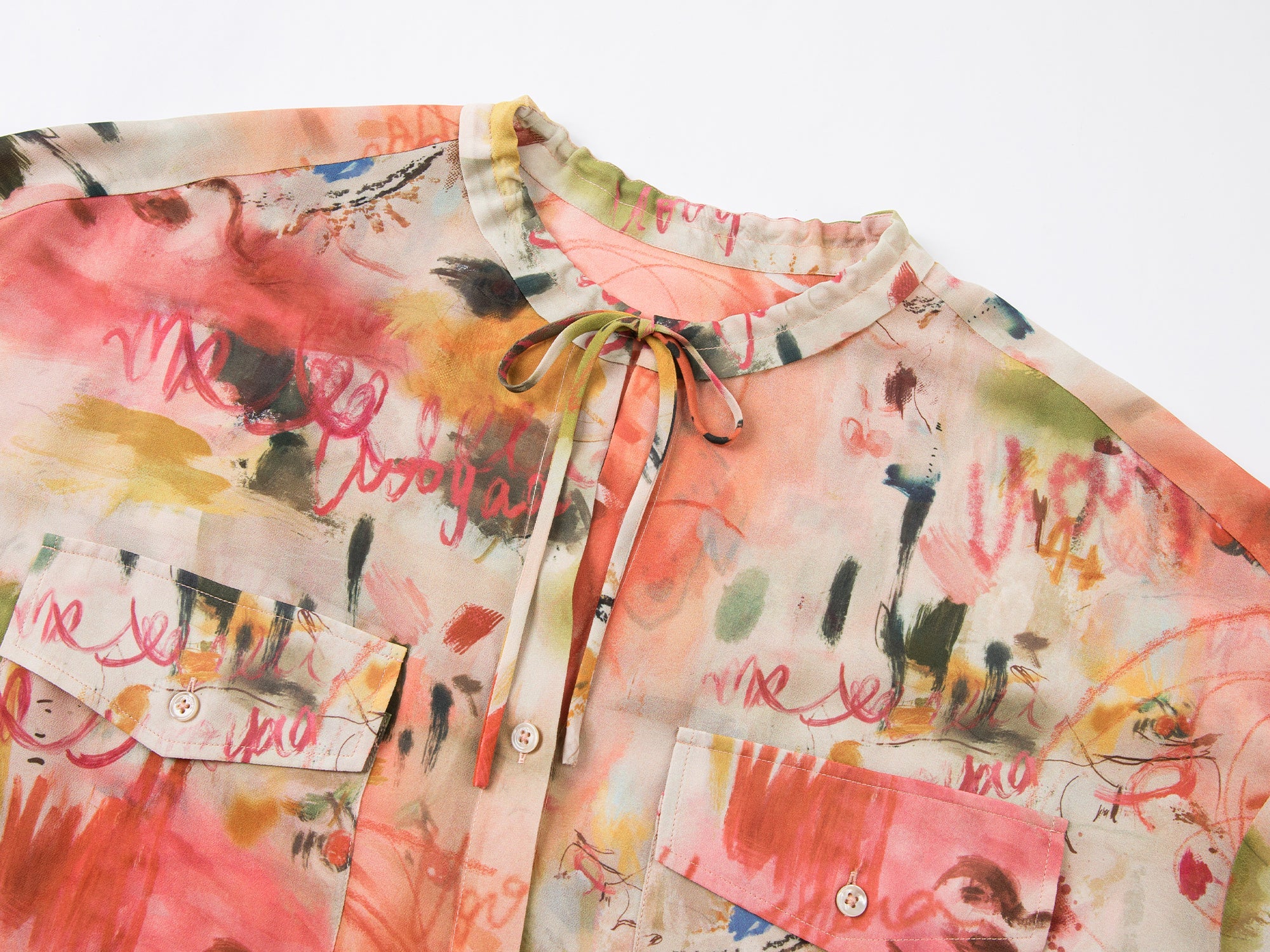 Bold artistic graffiti stand collar tie shirt