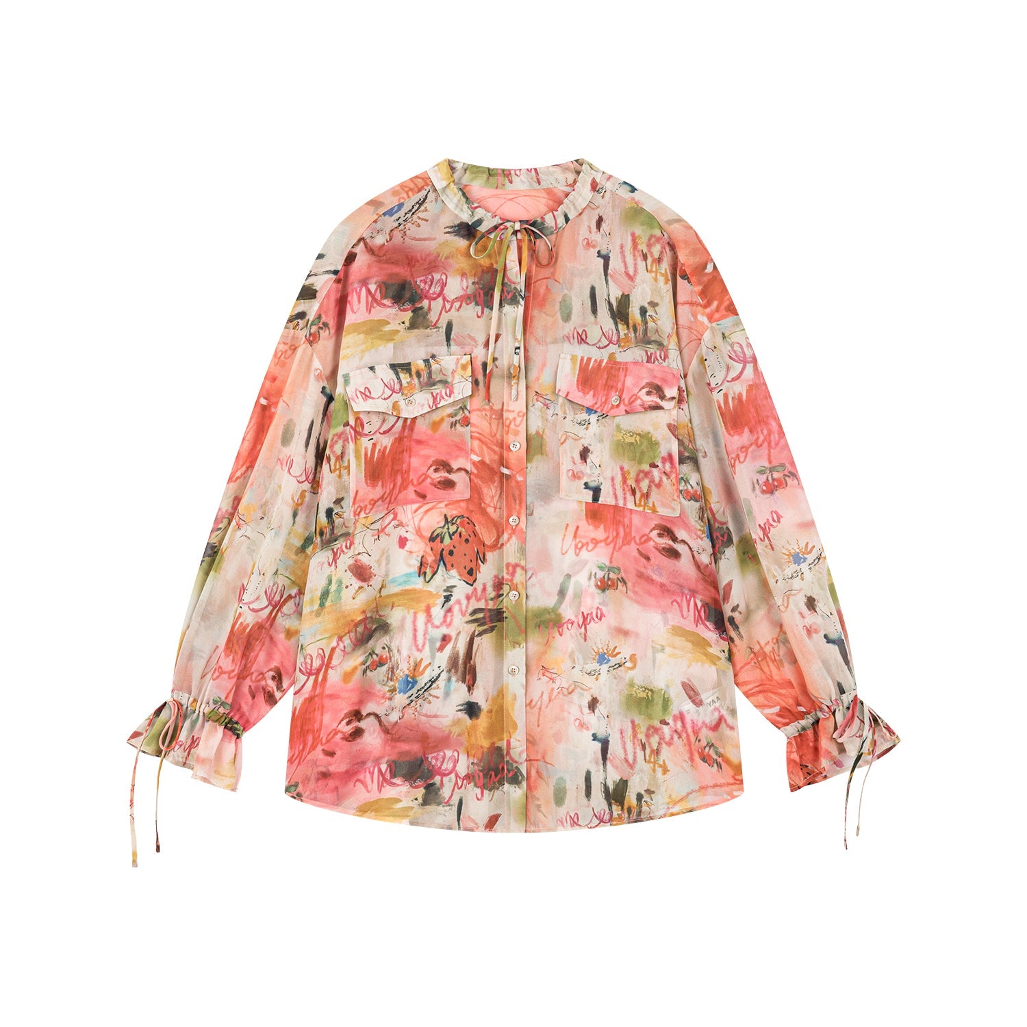 Bold artistic graffiti stand collar tie shirt