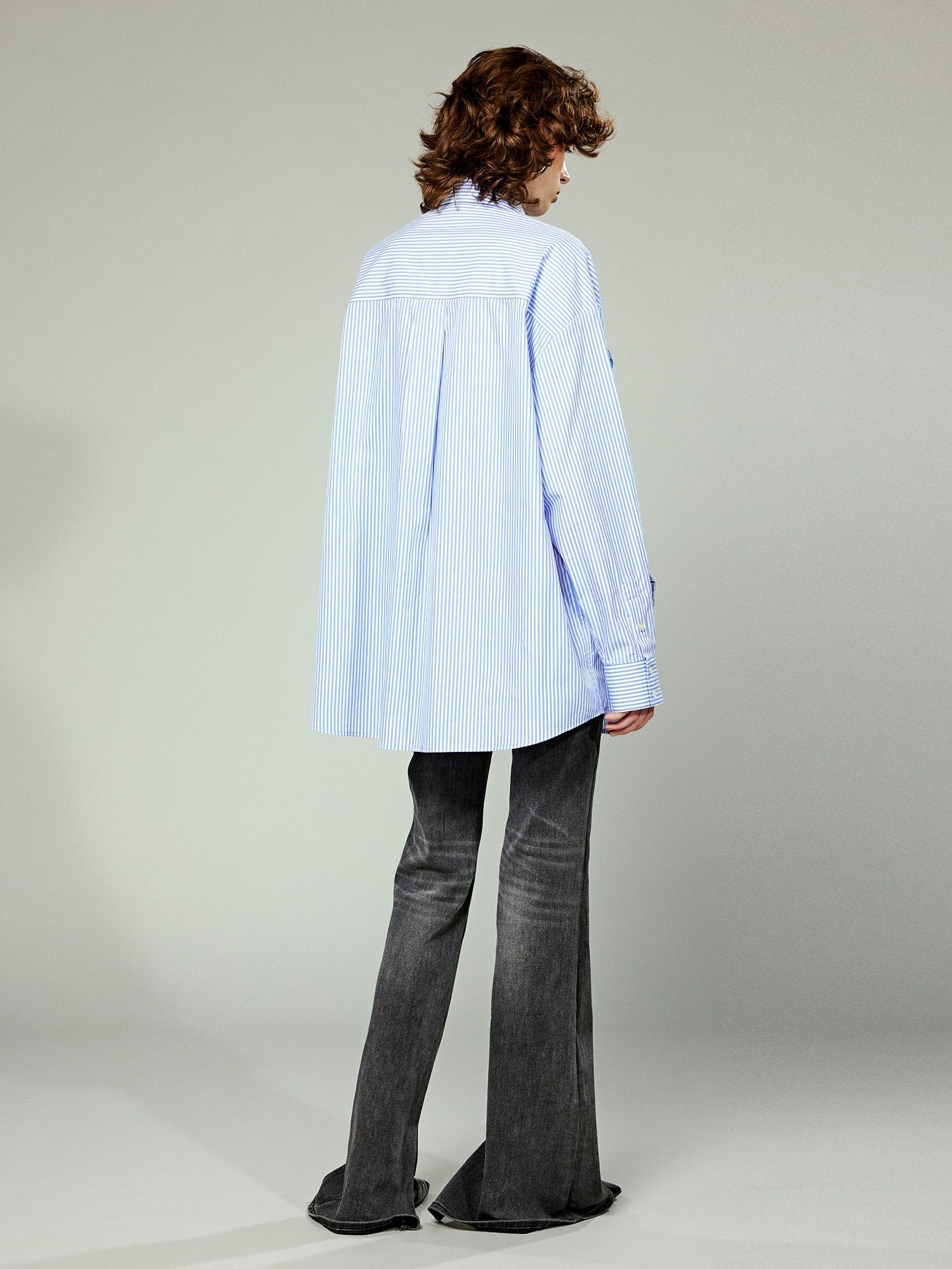 Tie Bowknot Pinstriped Shirt