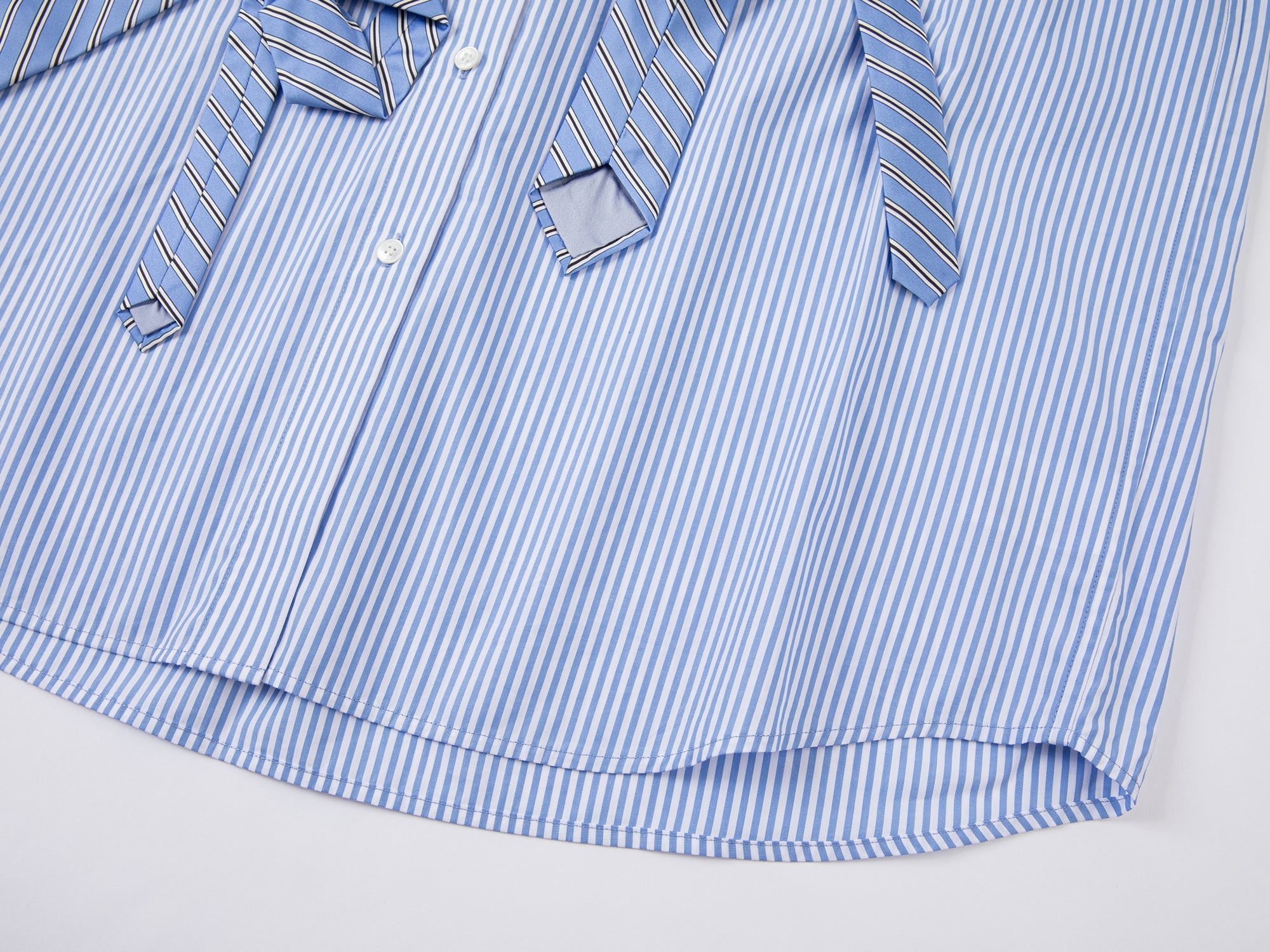 Tie Bowknot Pinstriped Shirt