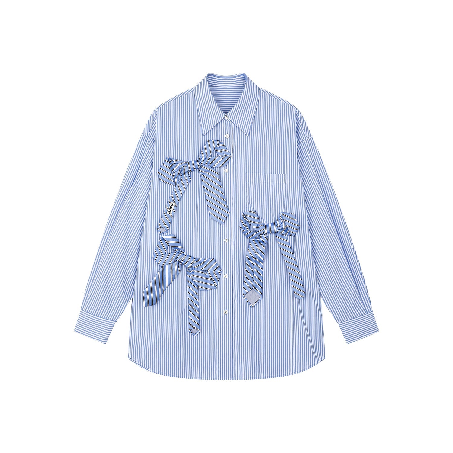 Tie Bowknot Pinstriped Shirt