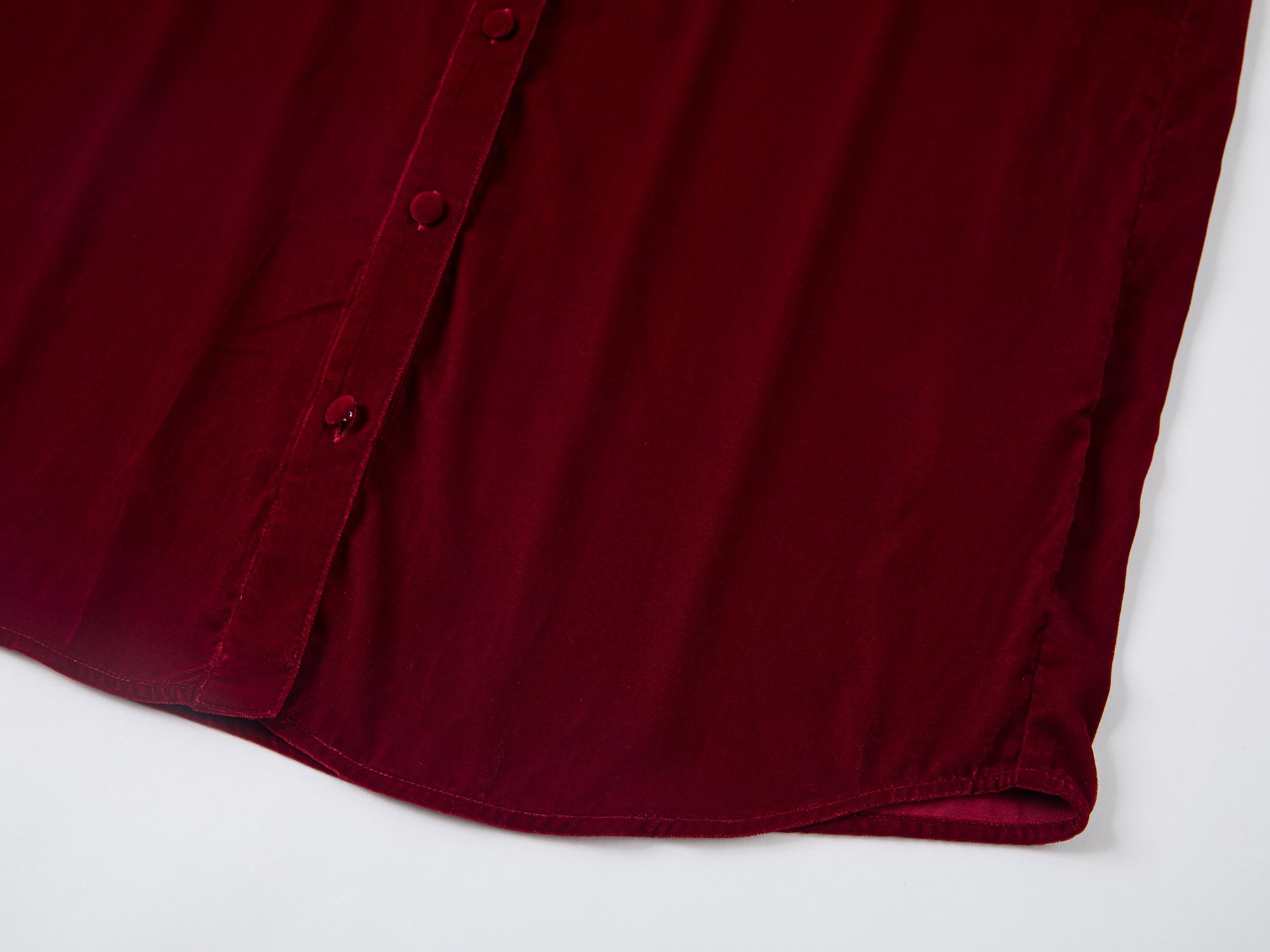 Burgundy velvet sailor collar shirt