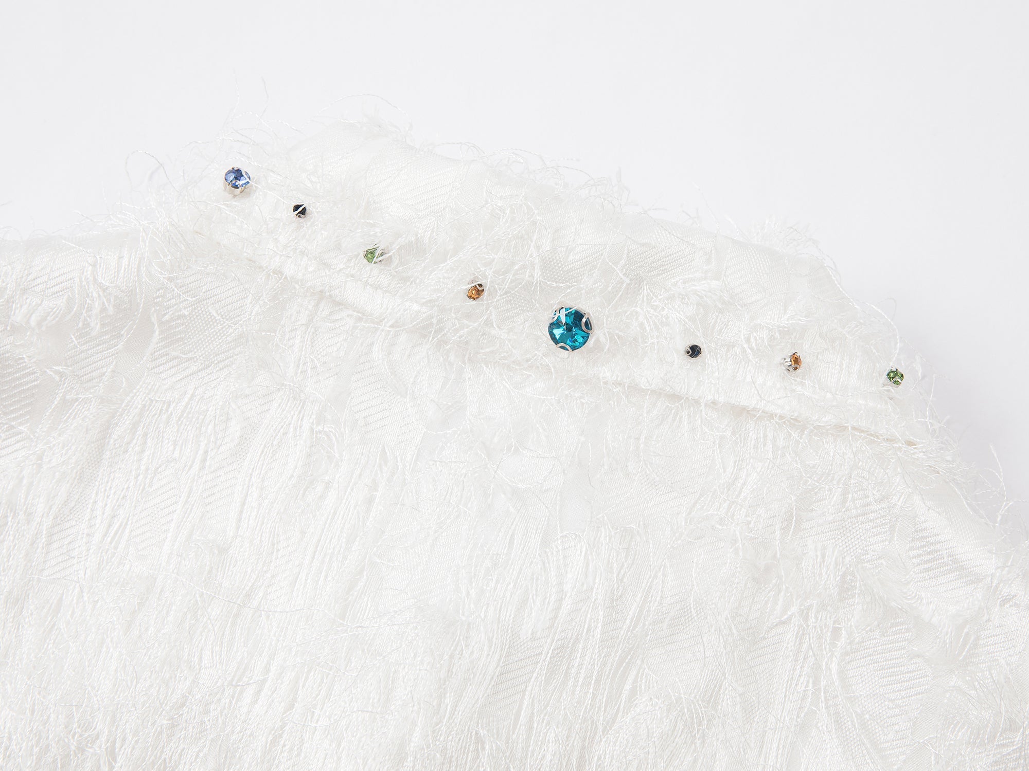 Playful sticker cutout fringe shirt jacket