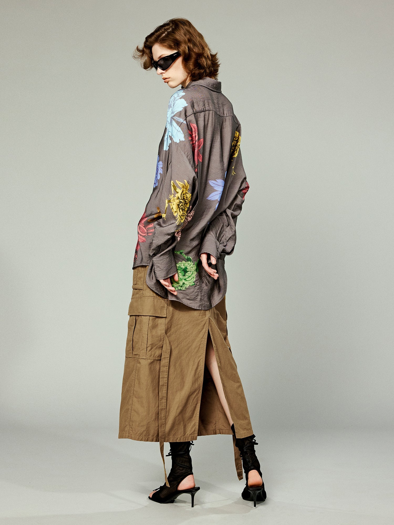 Artistic and playful monster flower Chinese-style shirt