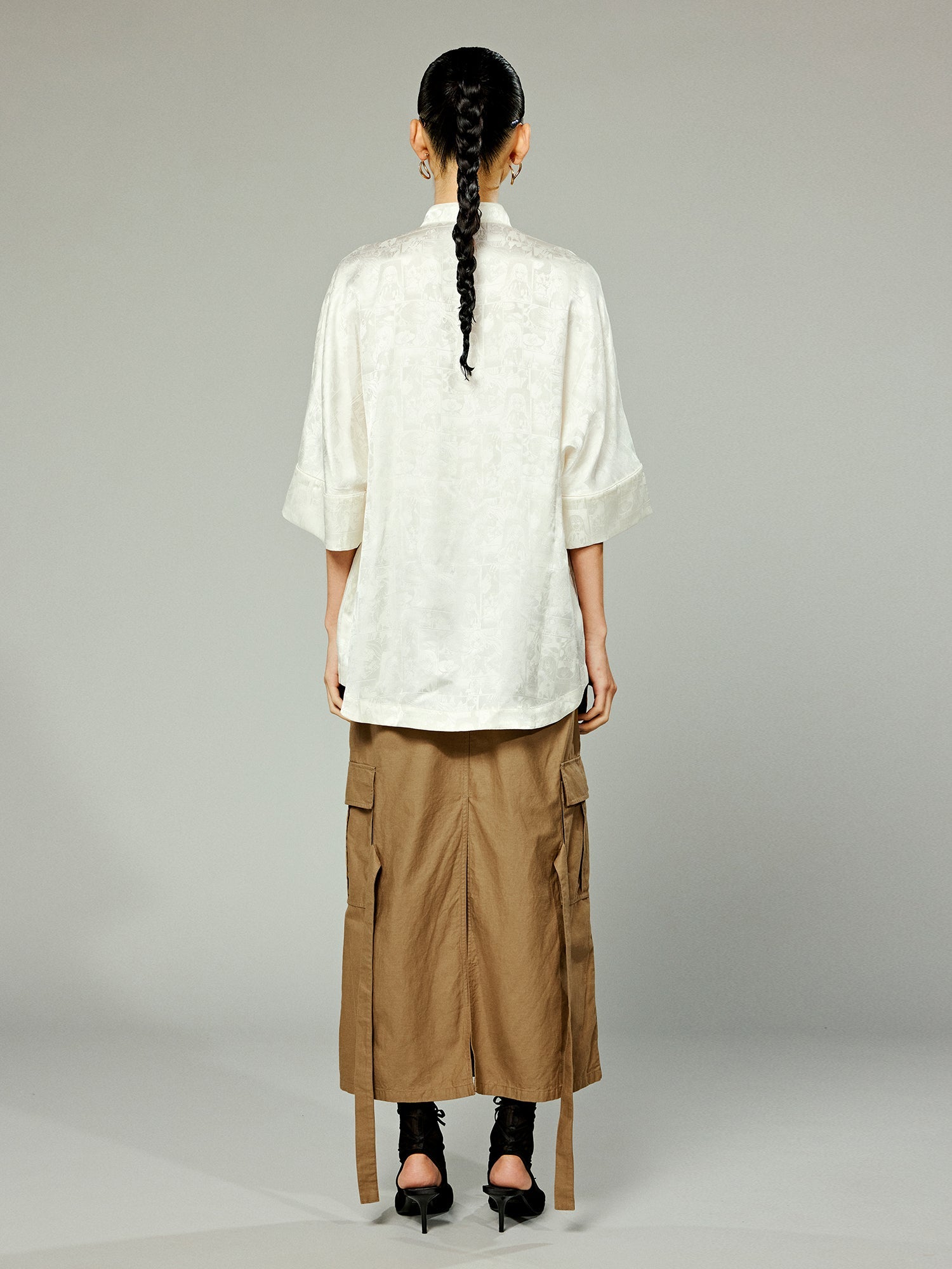 Floral Chinese cartoon girl shirt