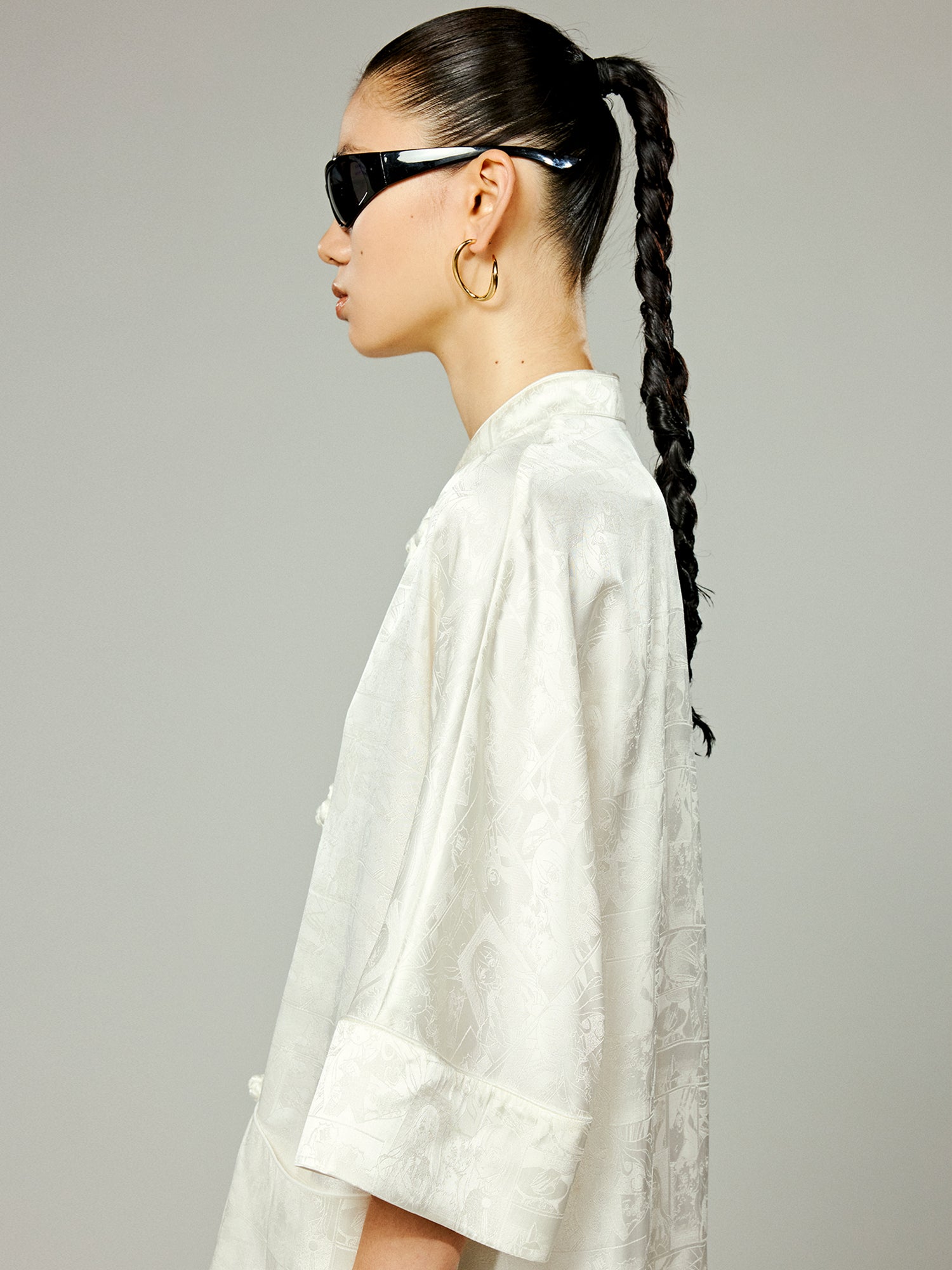 Floral Chinese cartoon girl shirt