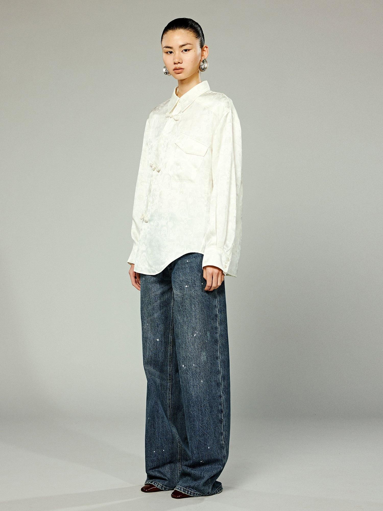 Jacquard New Chinese-style button-up shirt