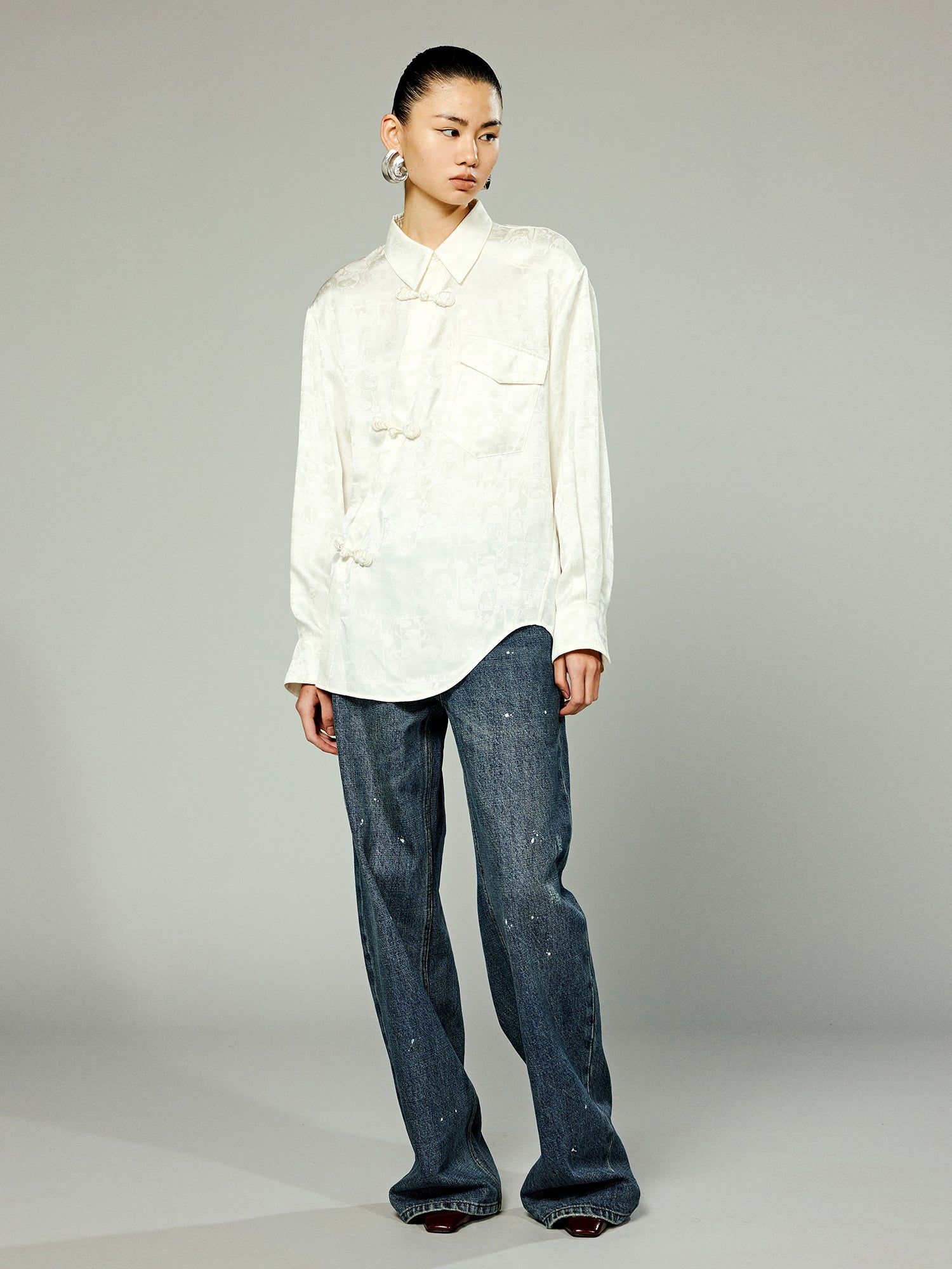 Jacquard New Chinese-style button-up shirt