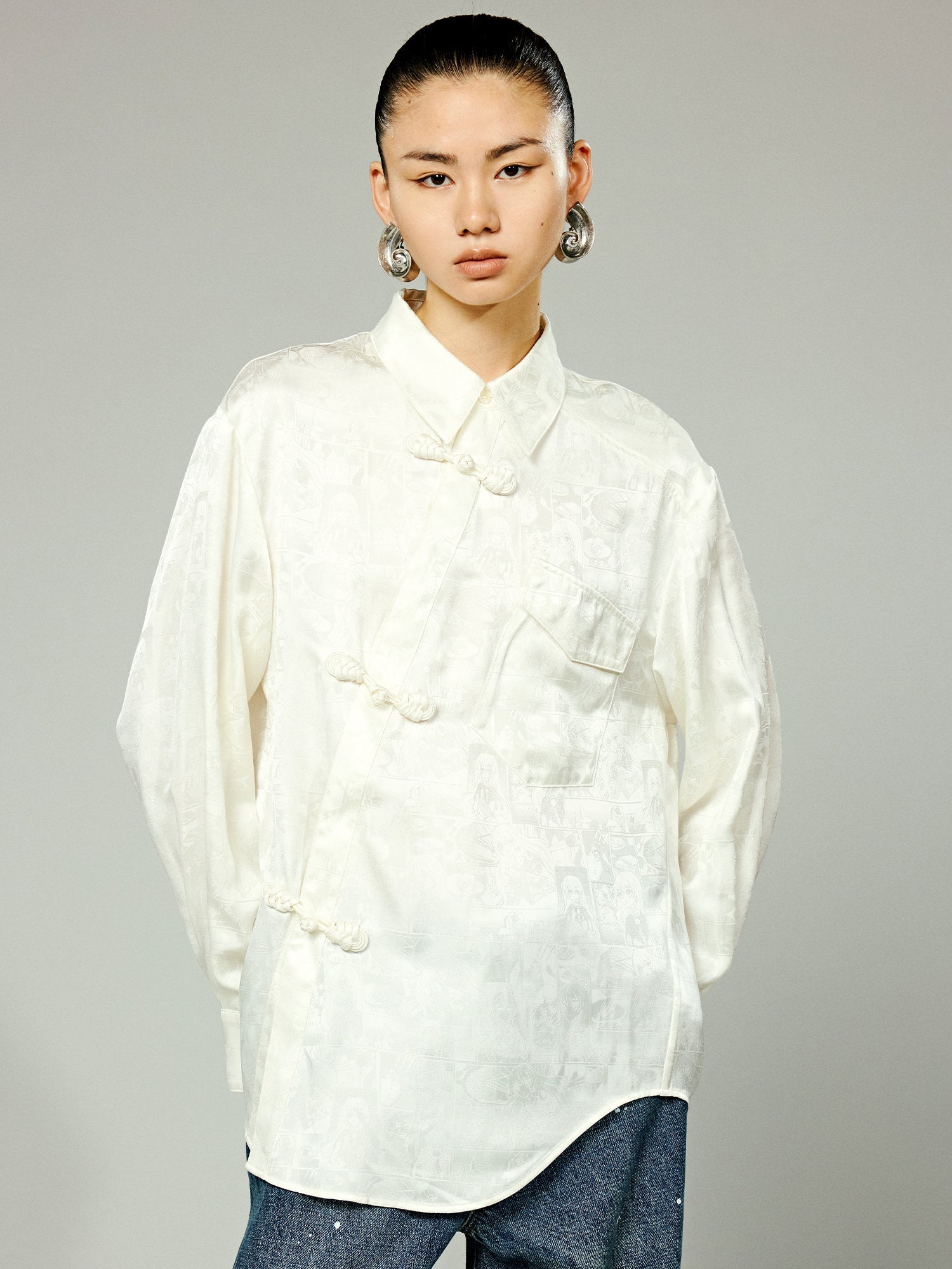 Jacquard New Chinese-style button-up shirt