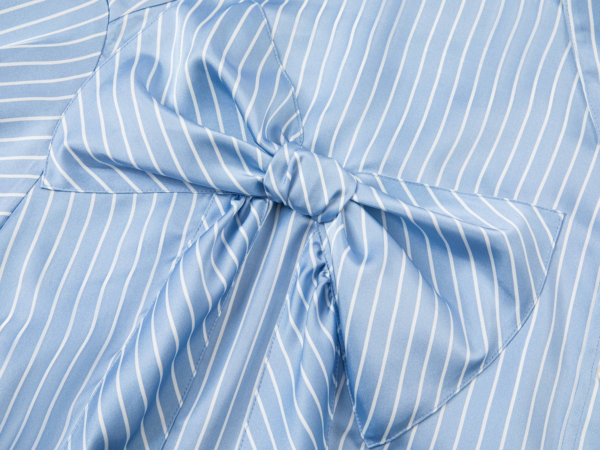 Handcrafted 3D bow pinstripe satin shirt