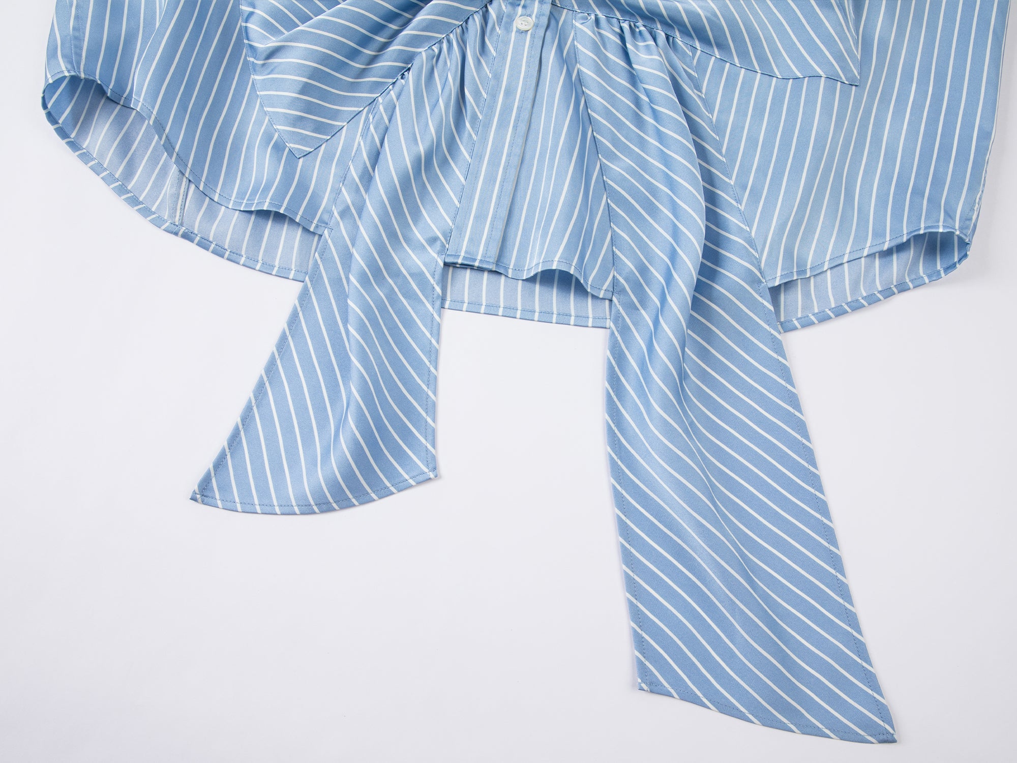 Handcrafted 3D bow pinstripe satin shirt