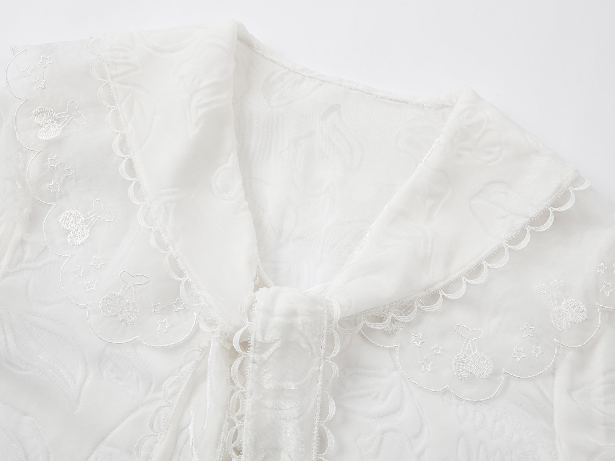 Velvet floral lace sailor collar shirt