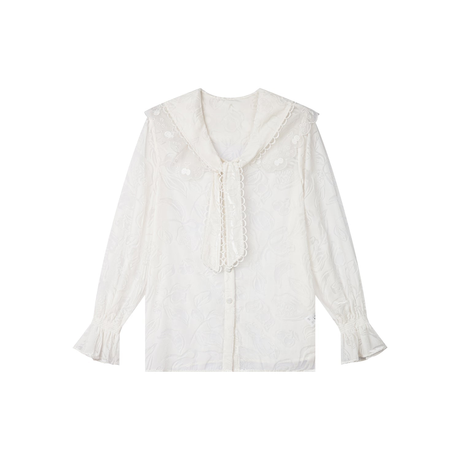 Velvet floral lace sailor collar shirt