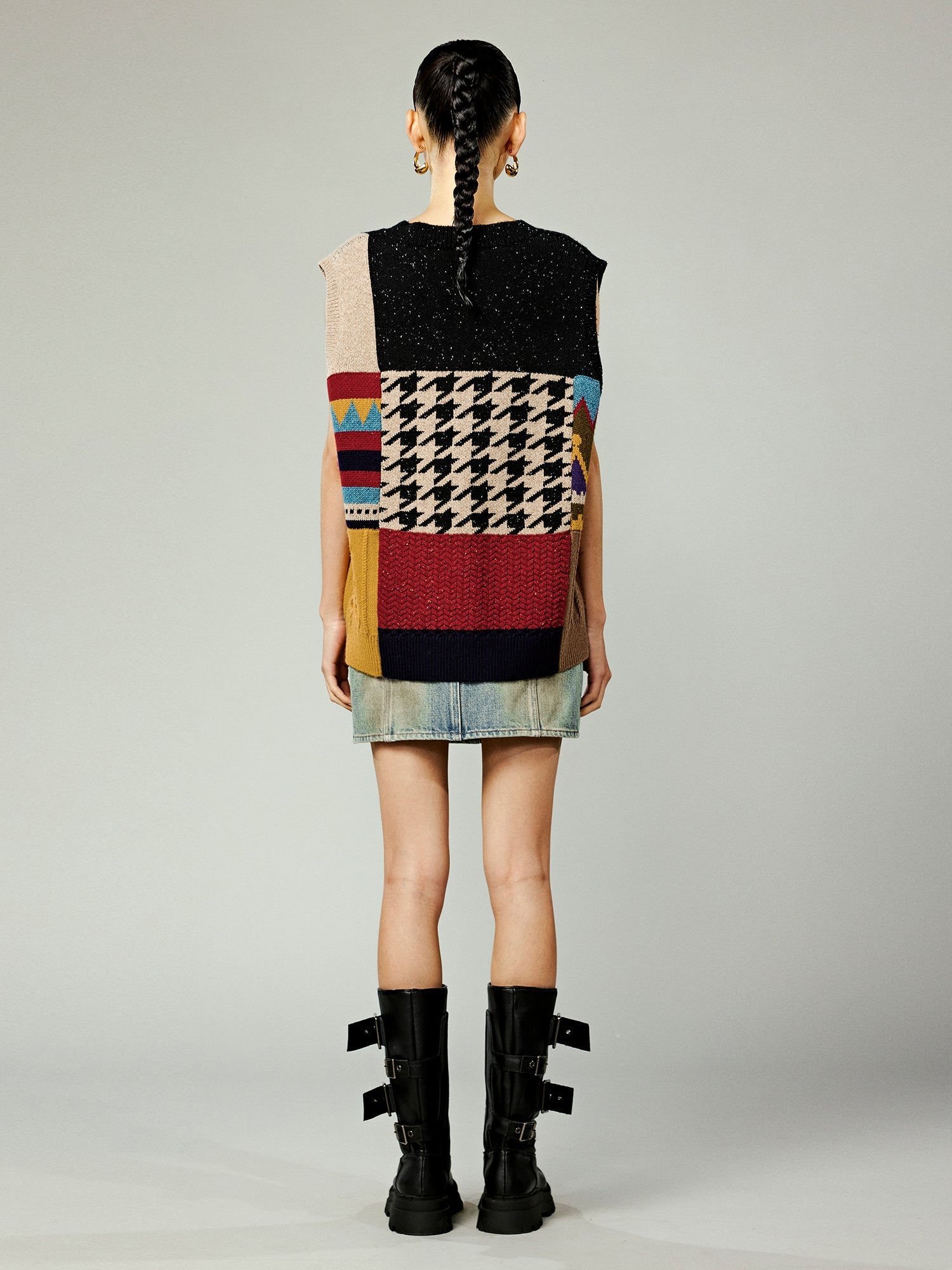 Patchwork knitted vest