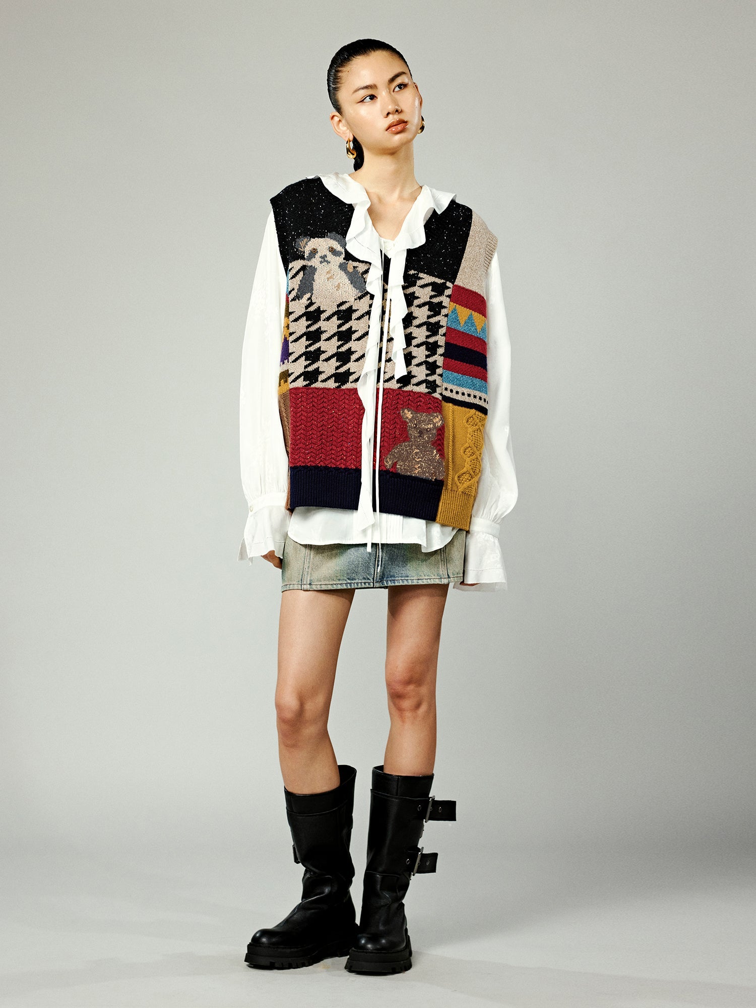 Patchwork knitted vest