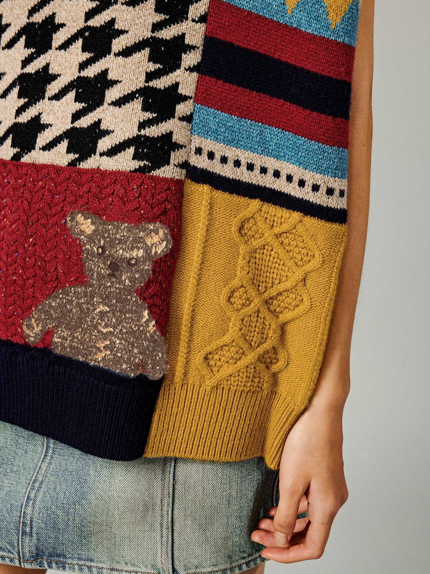 Patchwork knitted vest