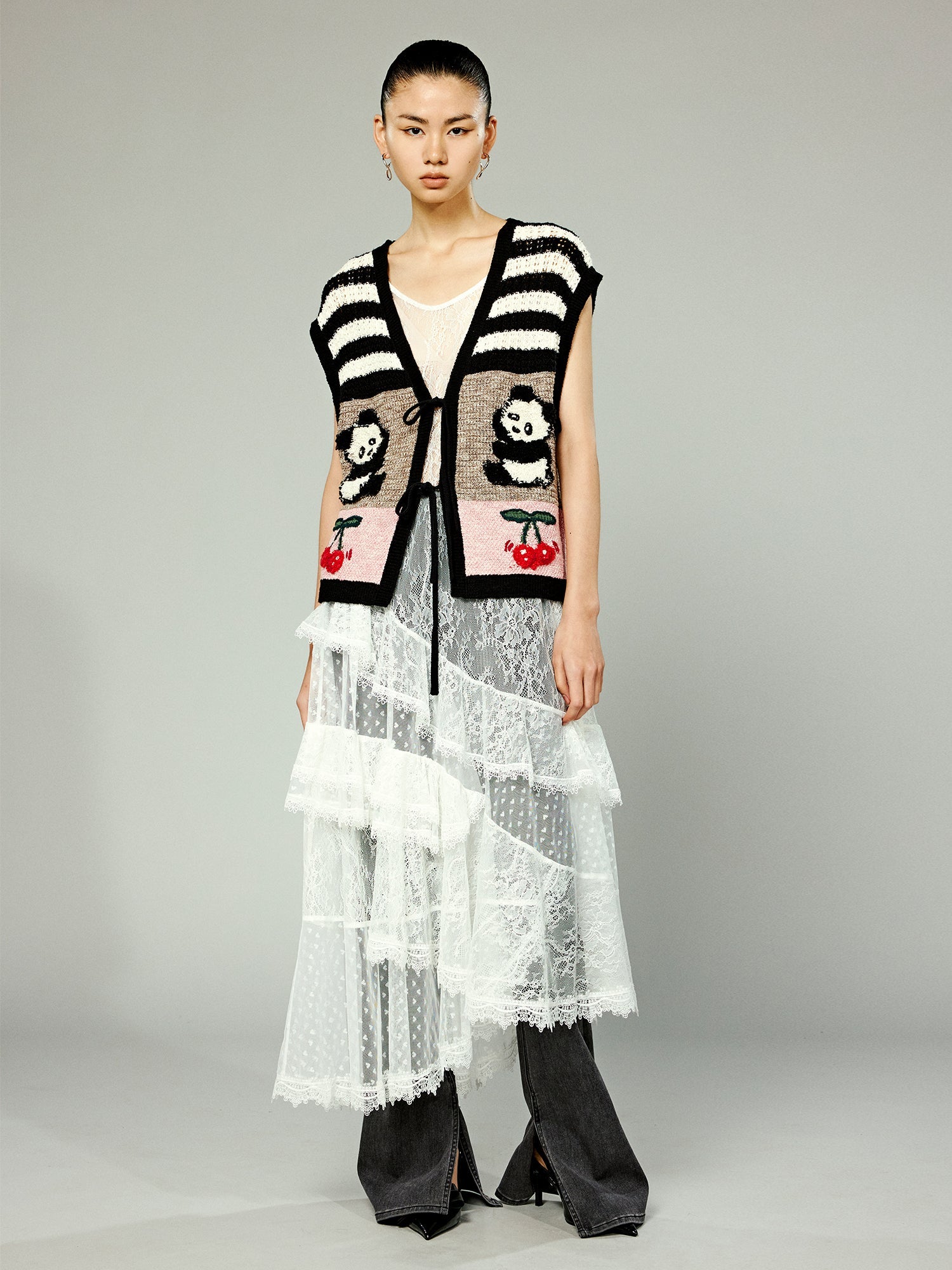 Vintage inspired hand knitted vest