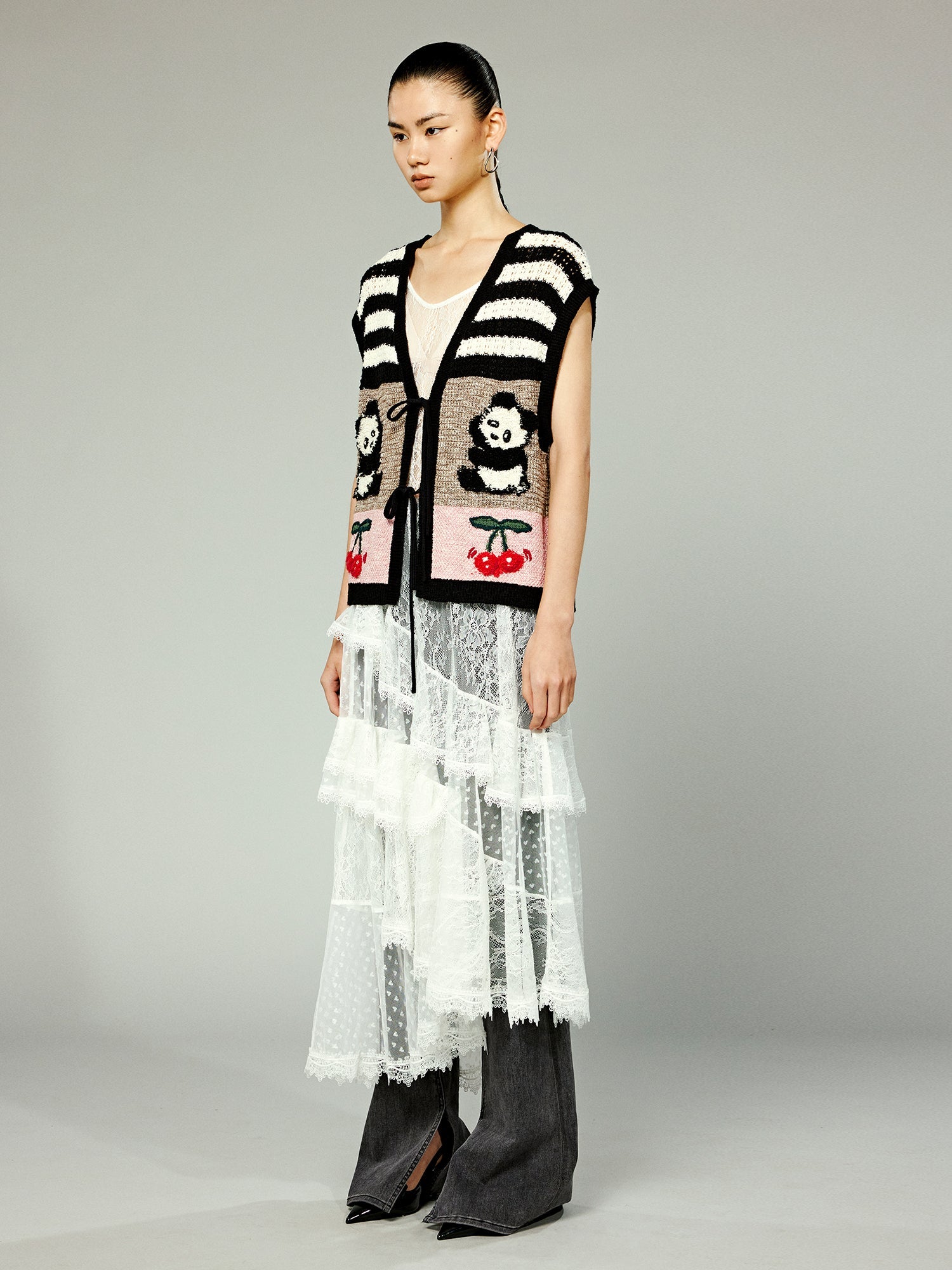 Vintage inspired hand knitted vest