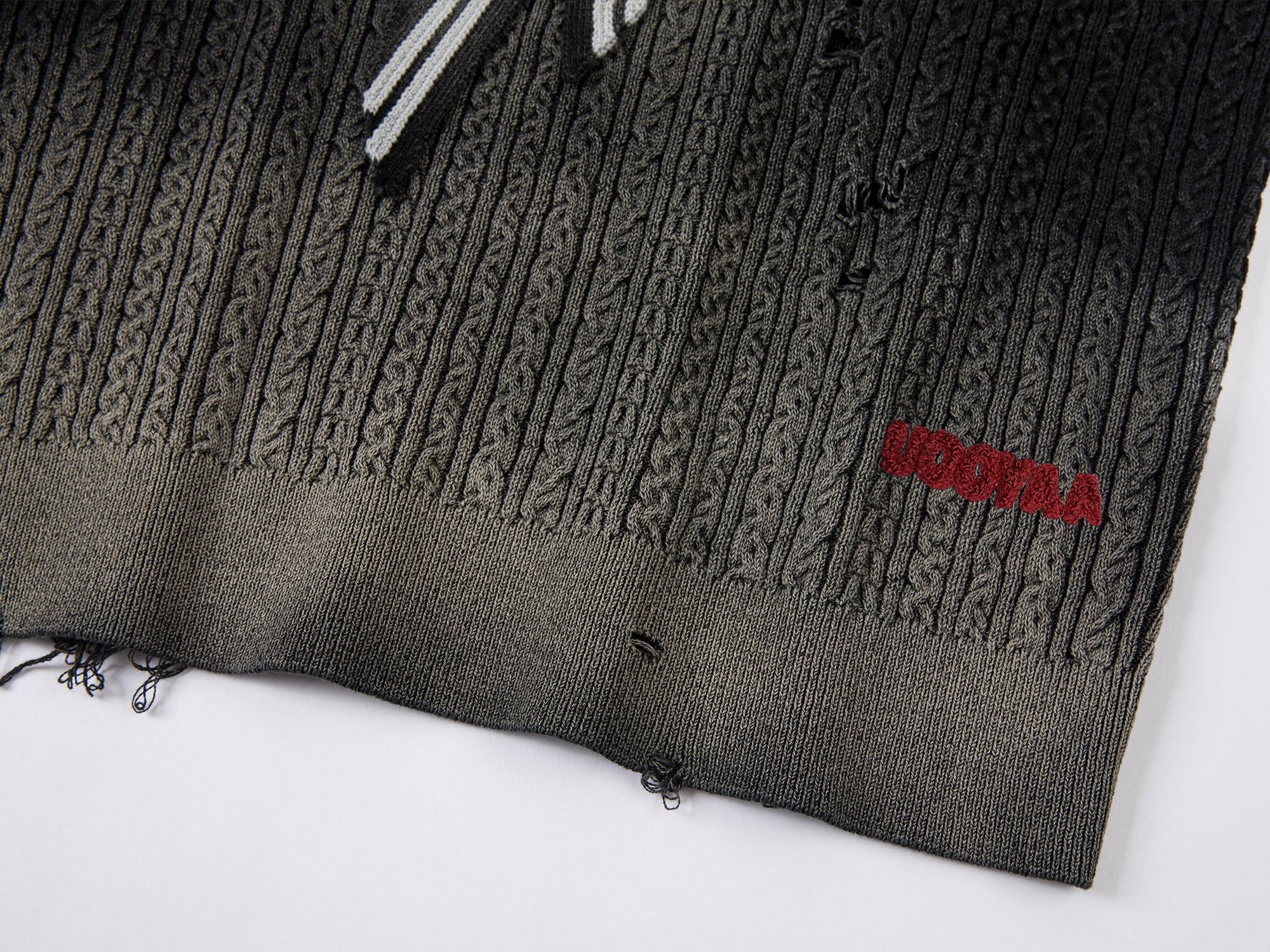 Washed cable knit sailor collar sweater t-shirt