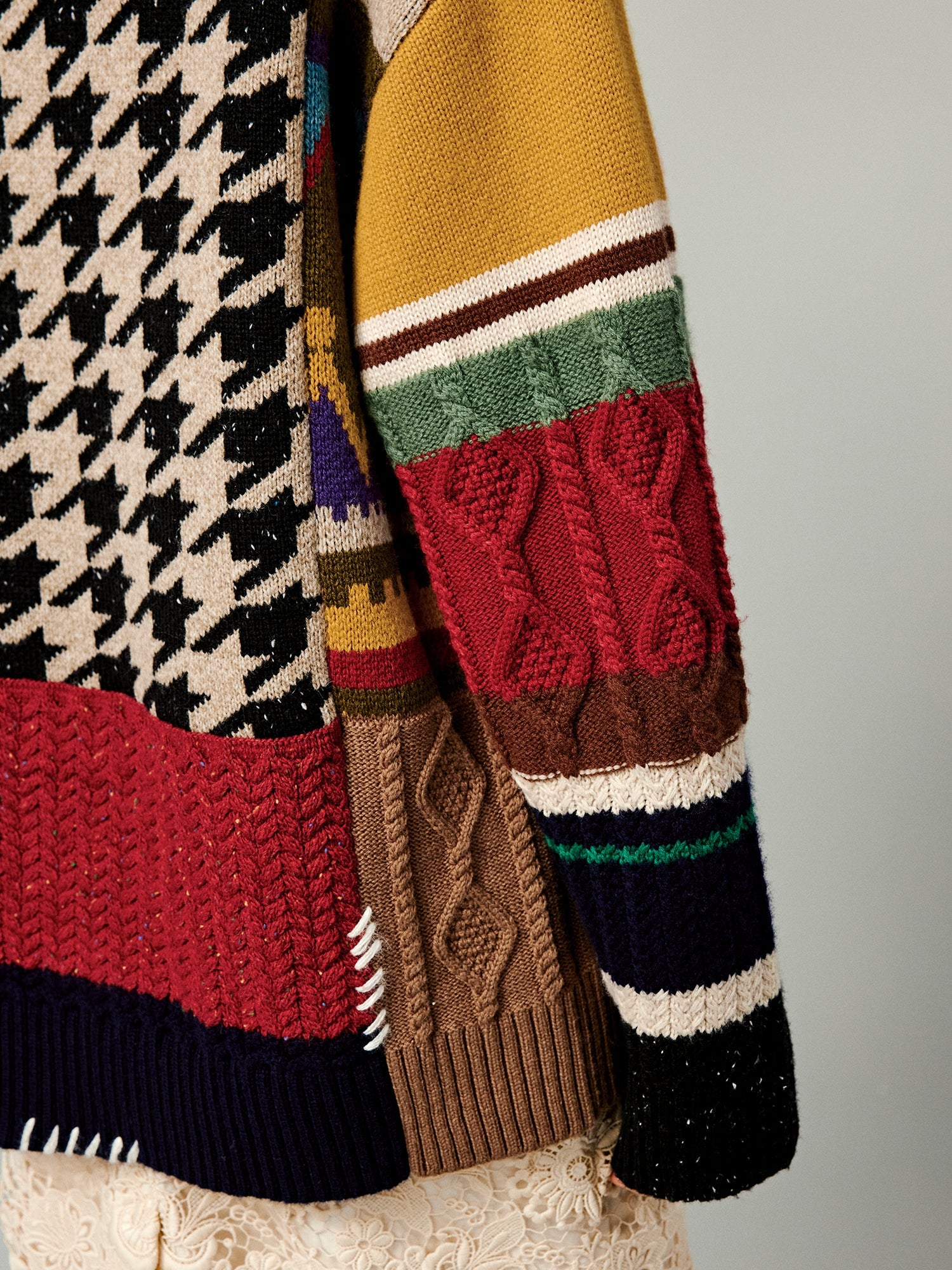 Patchwork knitted sweater