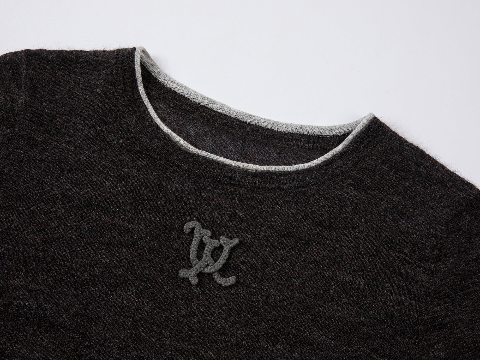 Asymmetrical hem layered look pullover sweater