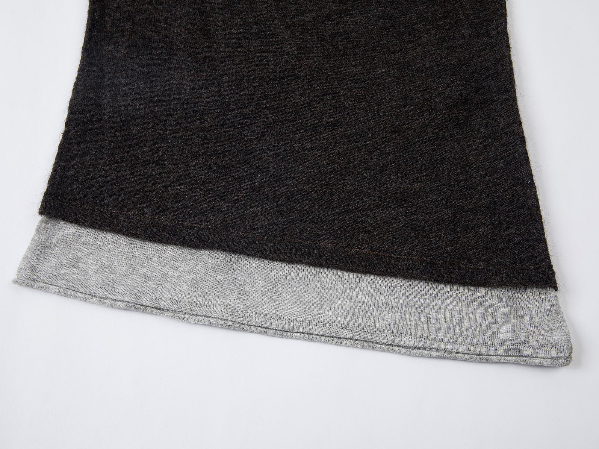 Asymmetrical hem layered look pullover sweater