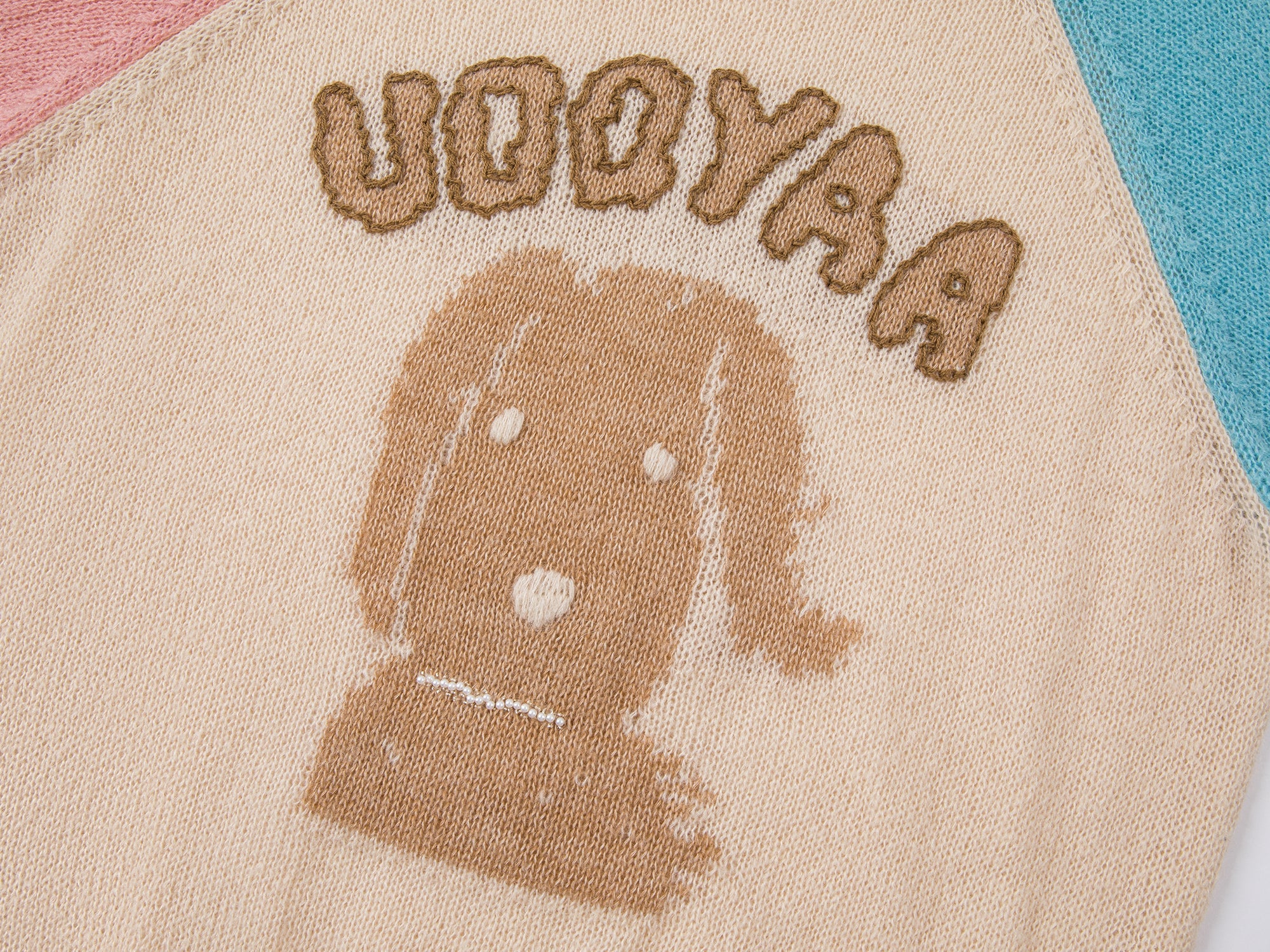 Wind-blown puppy raglan sleeve crewneck sweater