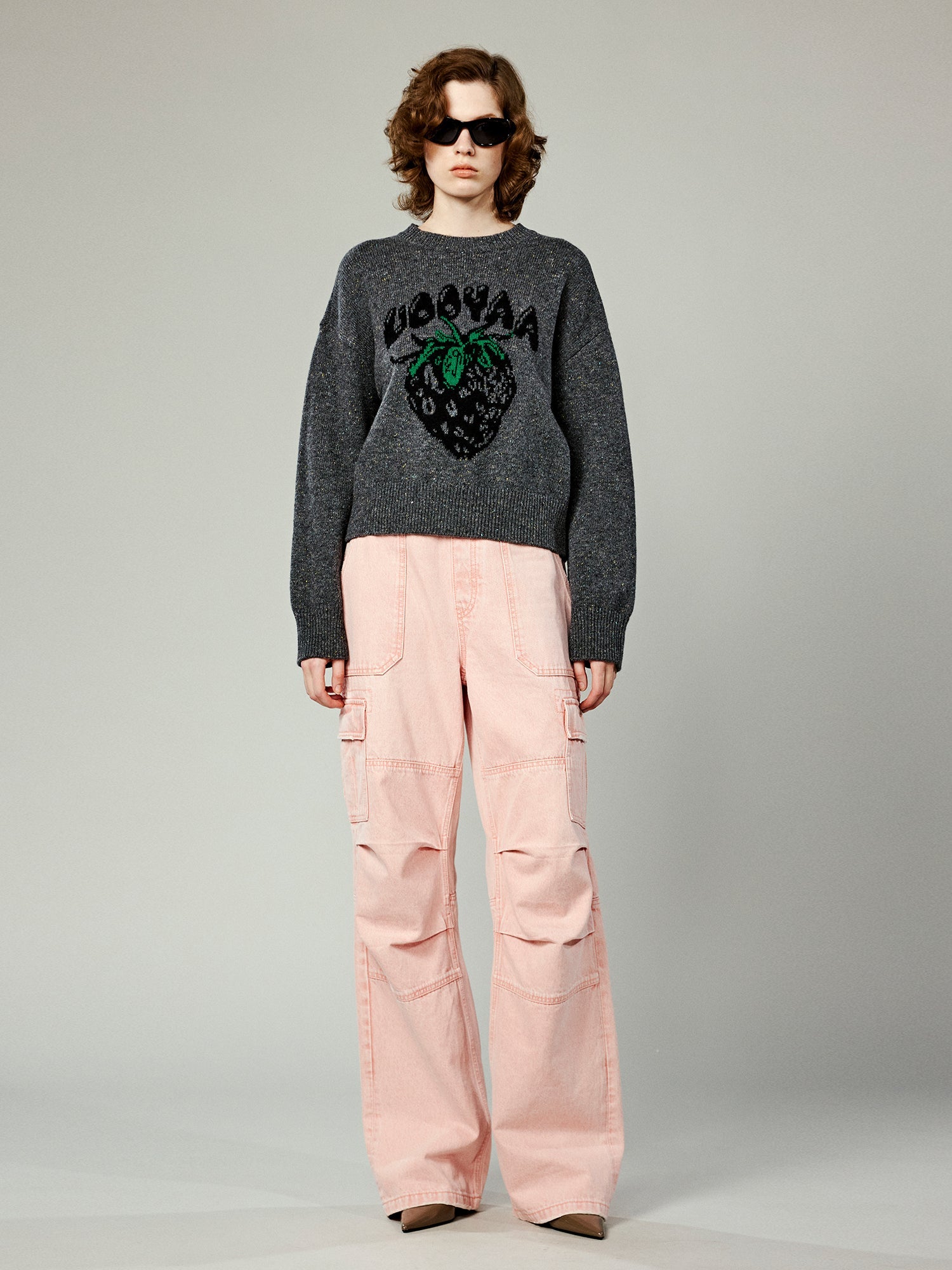 Black strawberry print sweater