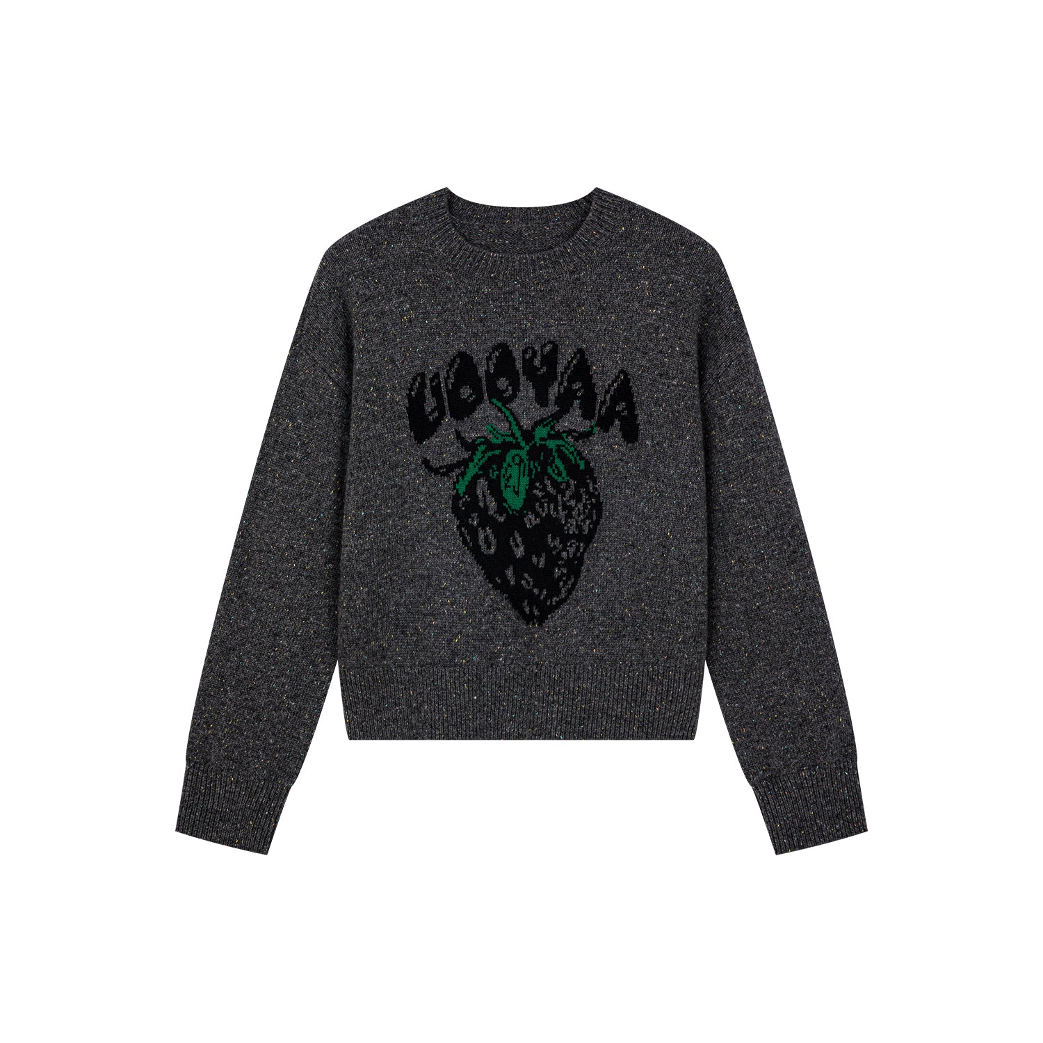 黒のイチゴ柄セーター