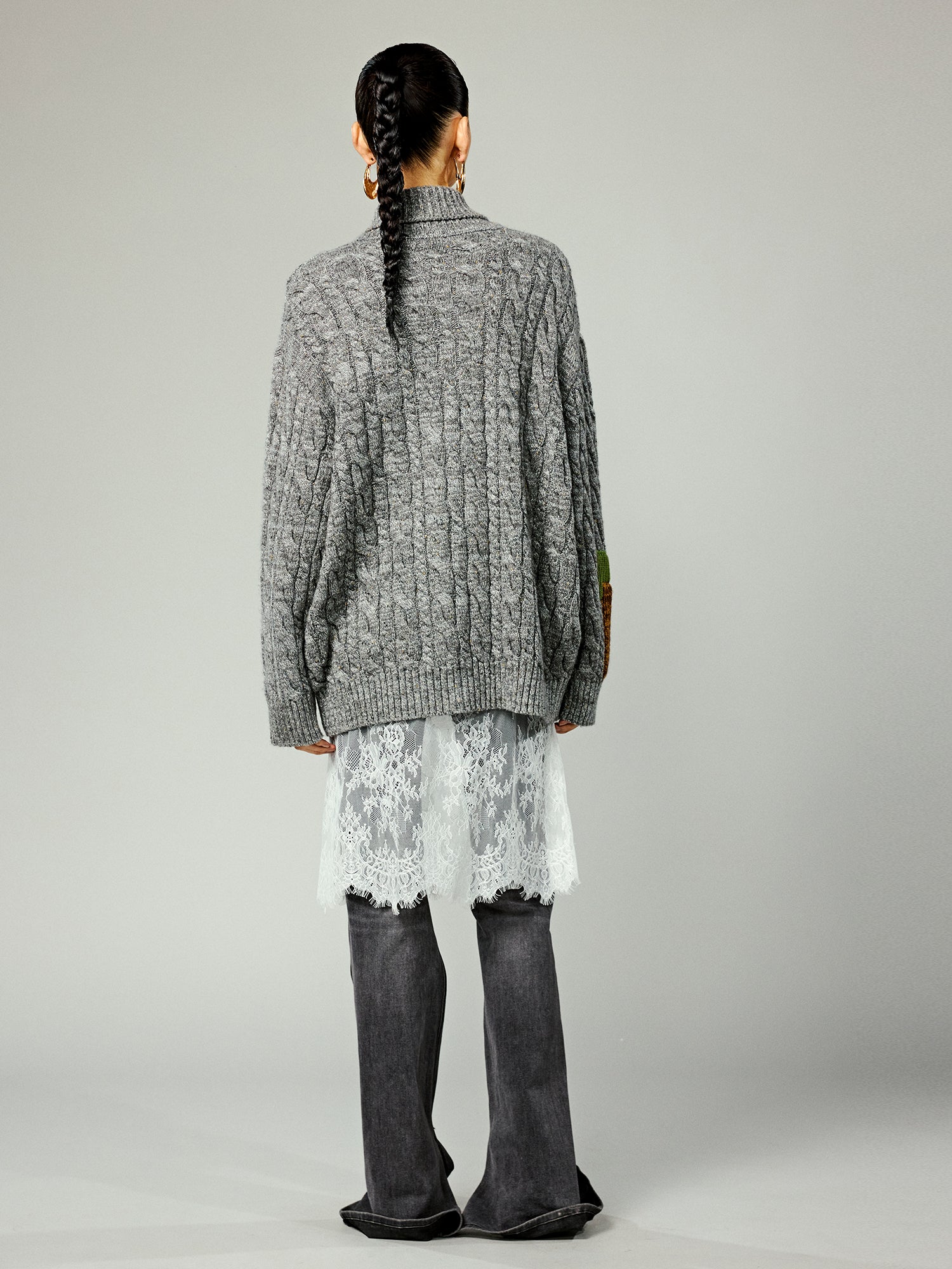 Vintage-inspired patch zip cardigan