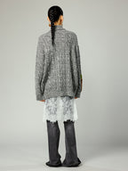 Vintage-inspired patch zip cardigan